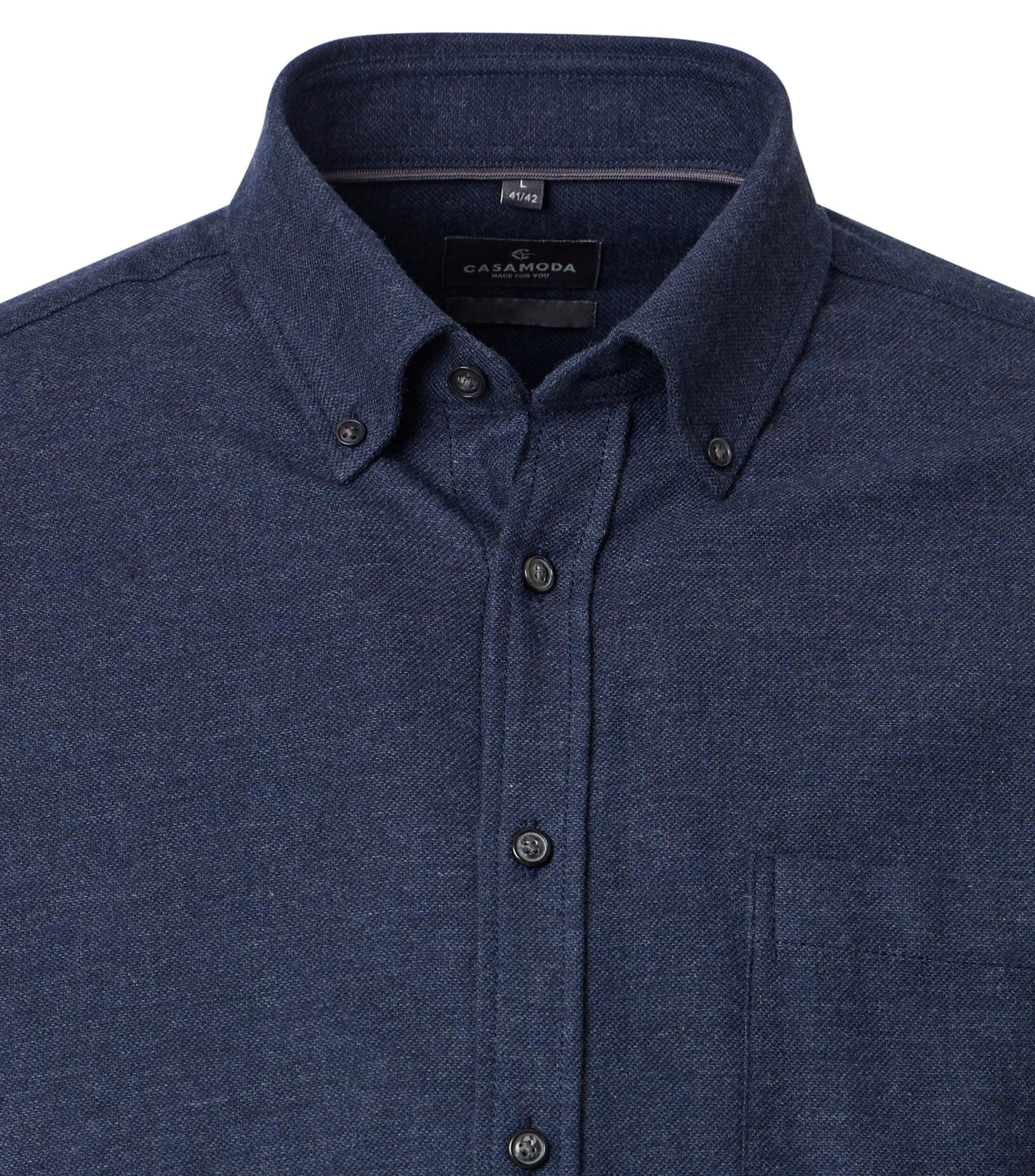 CASA MODA Sport casual fit overhemd, structuur, donkerblauw