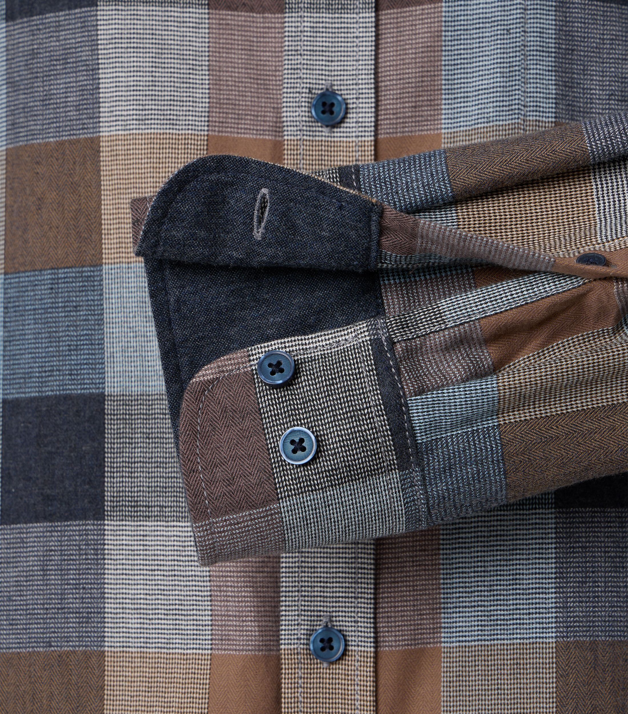 CASA MODA Sport casual fit overhemd, flanel, beige geruit - 444308700-600