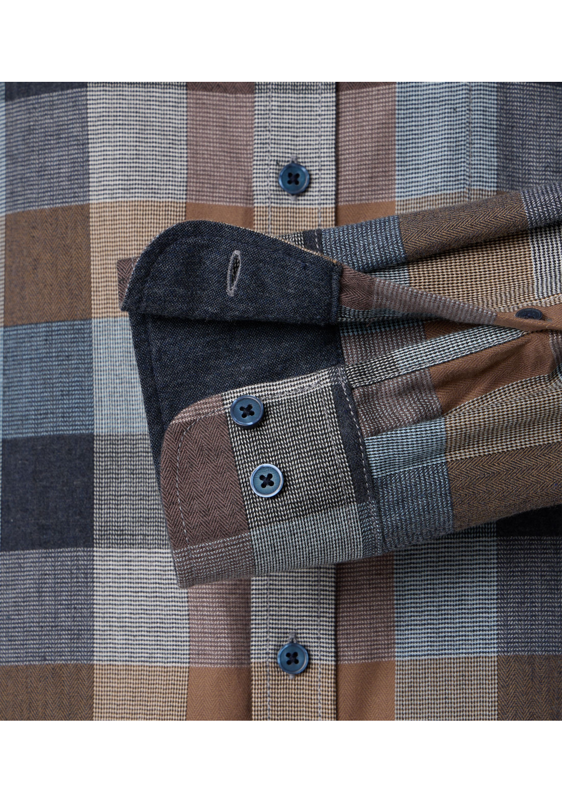 CASA MODA Sport casual fit overhemd, flanel, beige geruit - 444308700-600 CASA MODA Sport casual fit overhemd, flanel, beige geruit - 444308700-600