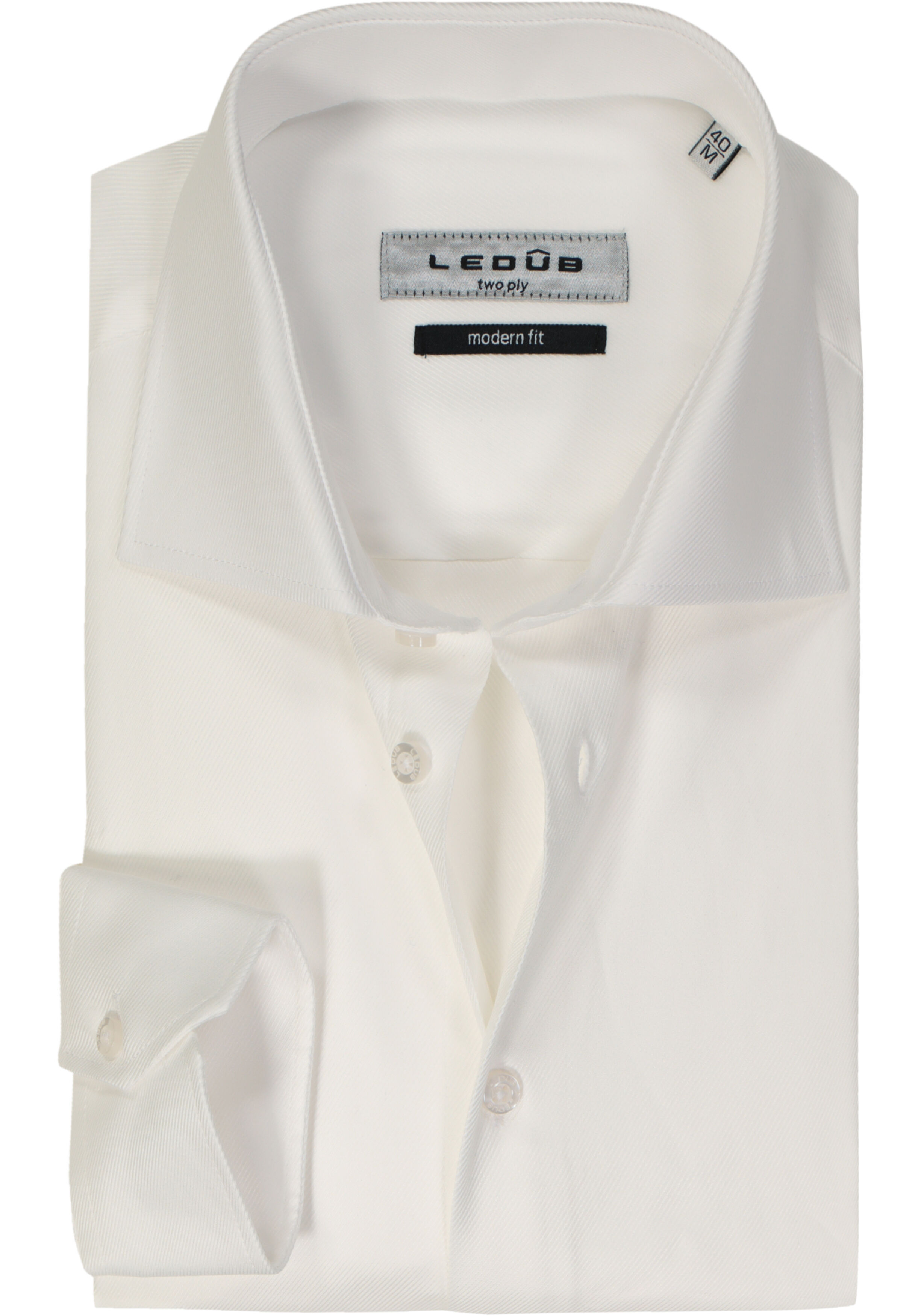 Ledub modern fit overhemd, wit twill 