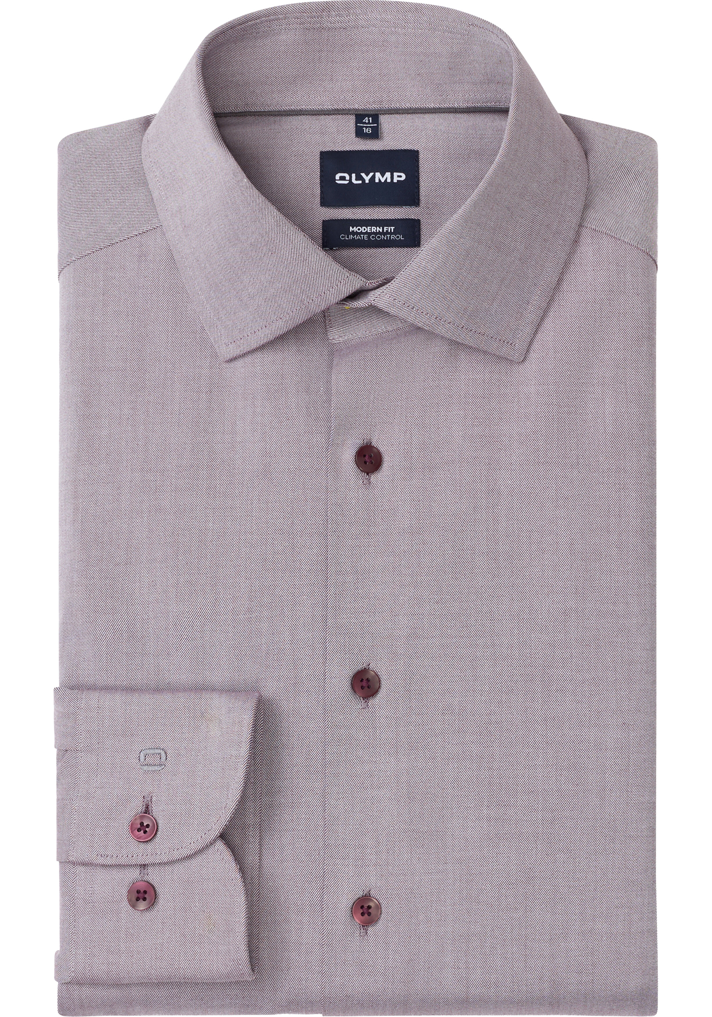 OLYMP 24/7 Luxor modern fit overhemd, twill, donker rood
