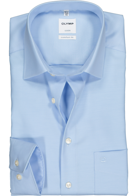 OLYMP Luxor comfort fit overhemd, lichtblauw twill OLYMP Luxor comfort fit overhemd, lichtblauw twill