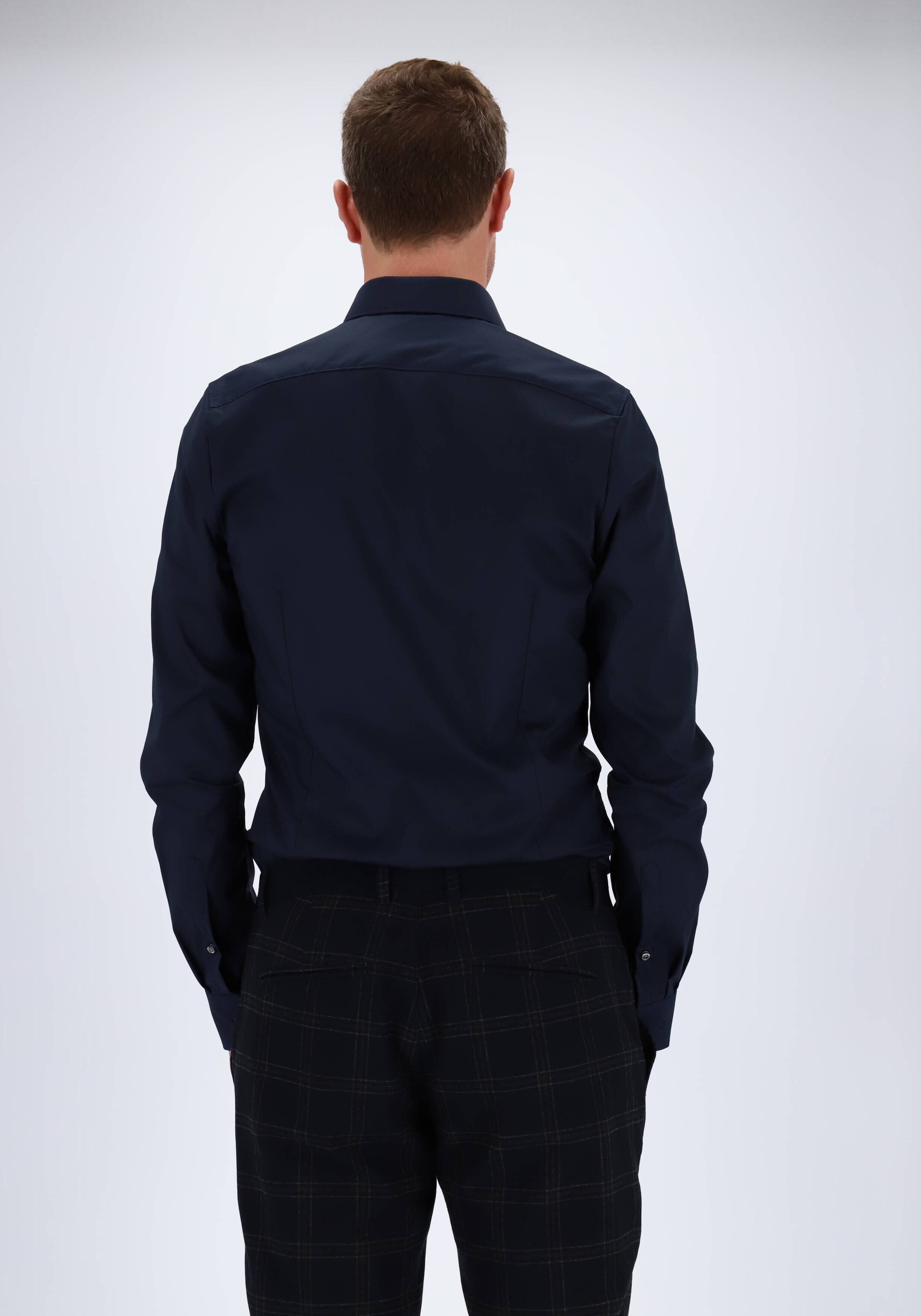 OLYMP Level 5 body fit overhemd, mouwlengte 7, nacht blauw