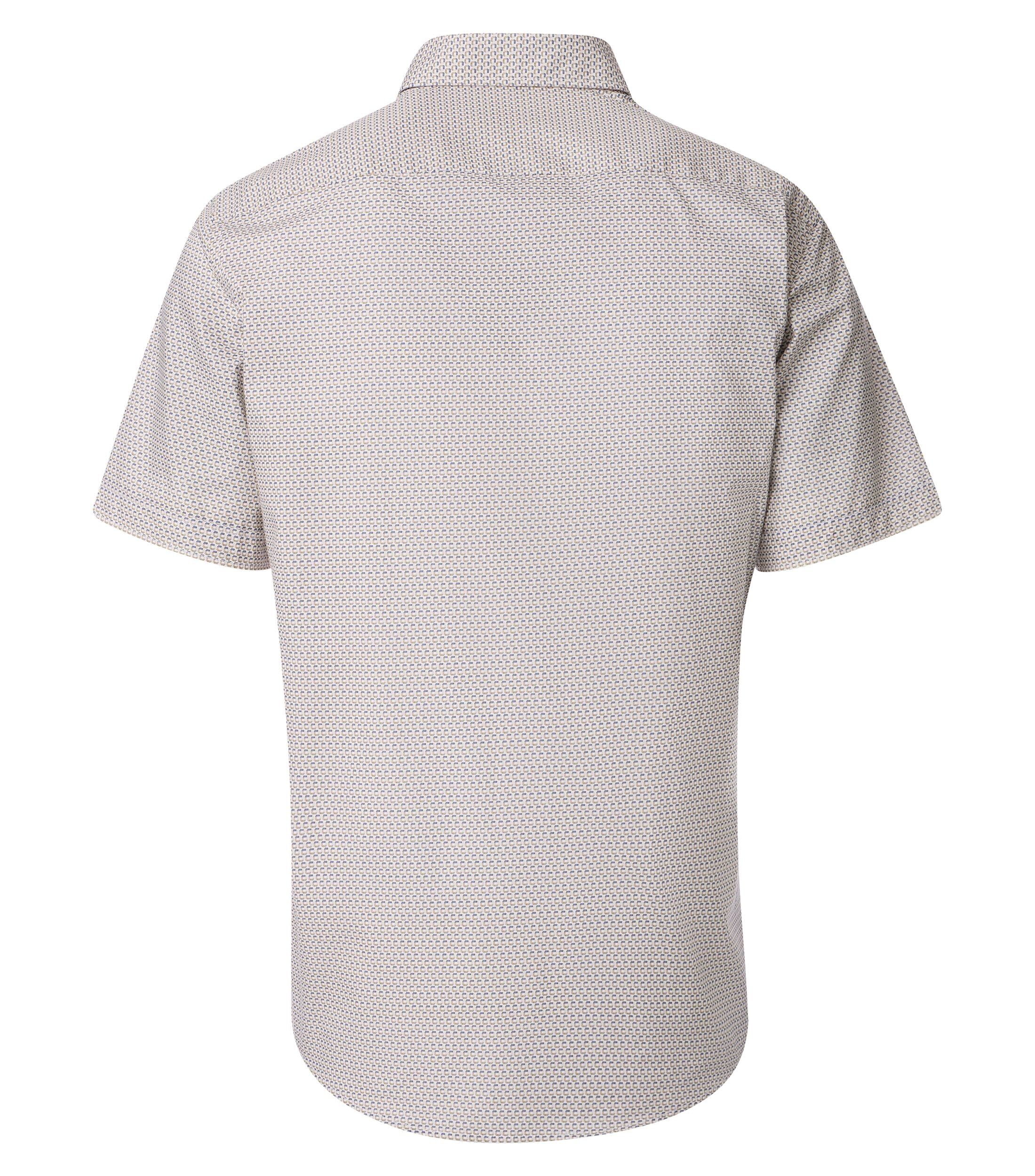 CASA MODA Sport casual fit overhemd, korte mouw, popeline, wit met groen en blauw dessin