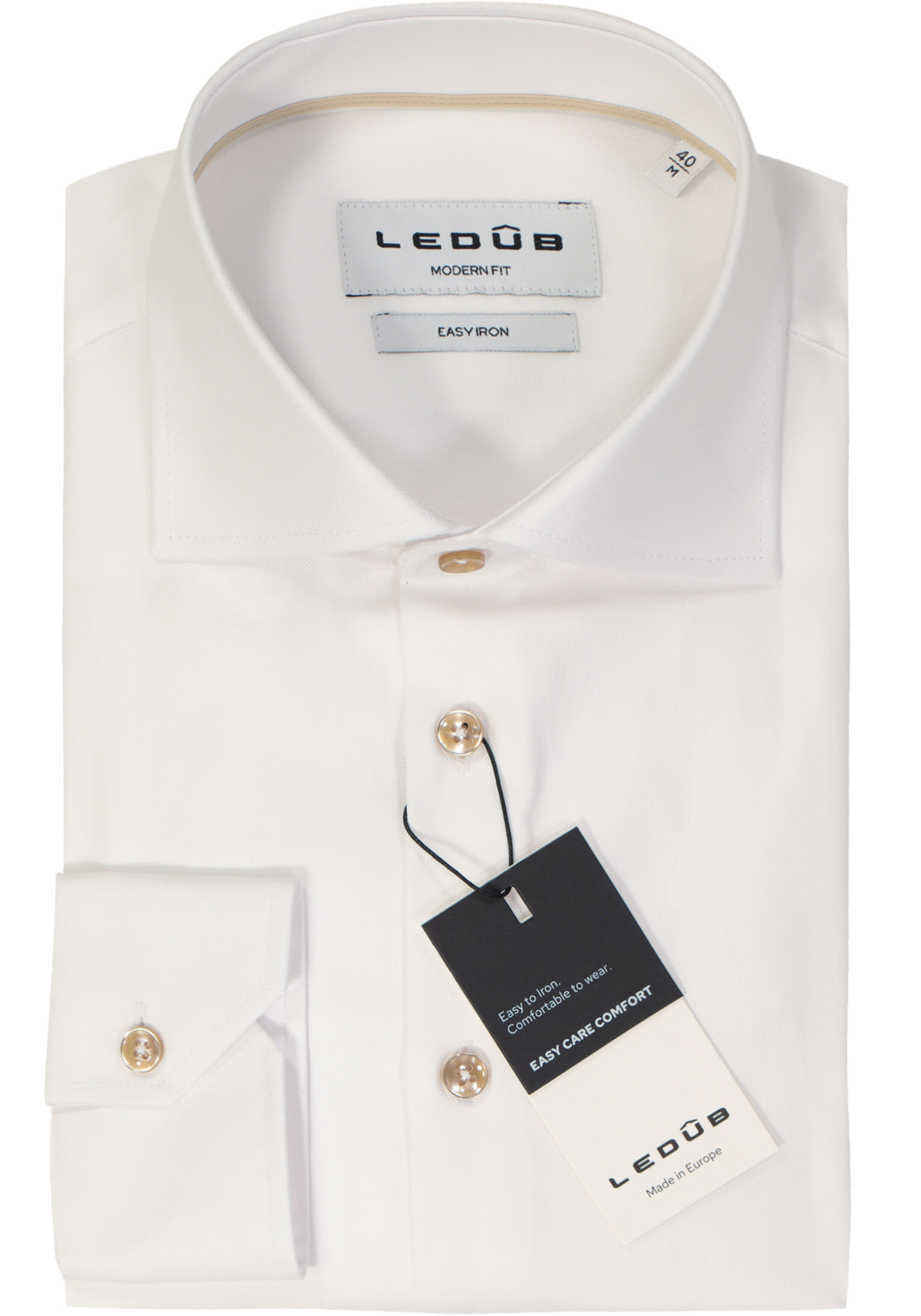 Ledub modern fit overhemd, popeline, wit
