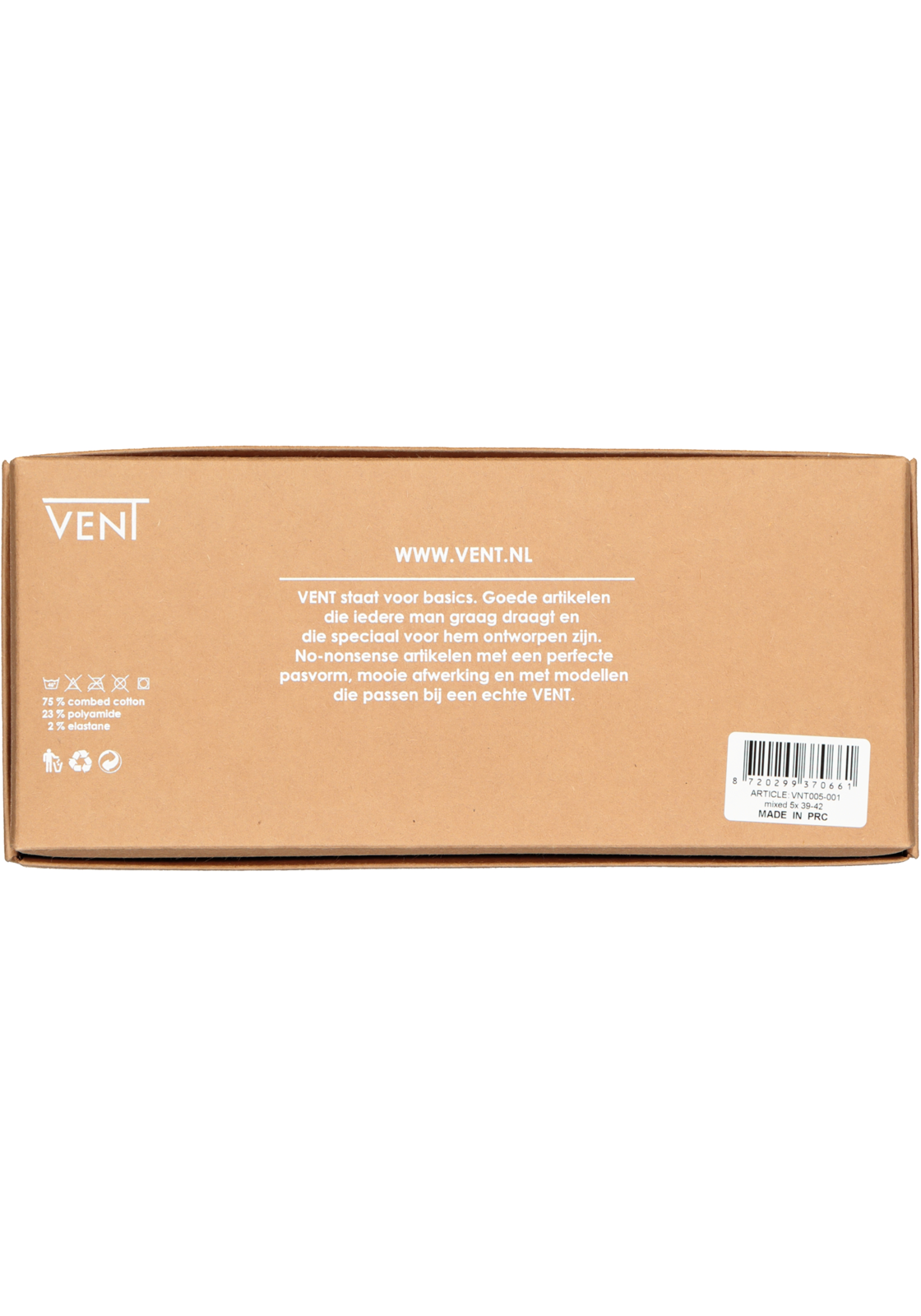 17-8720299370661_vent_sokken_doos_5p_HR VENT herensokken katoen (5-pack), gemengd