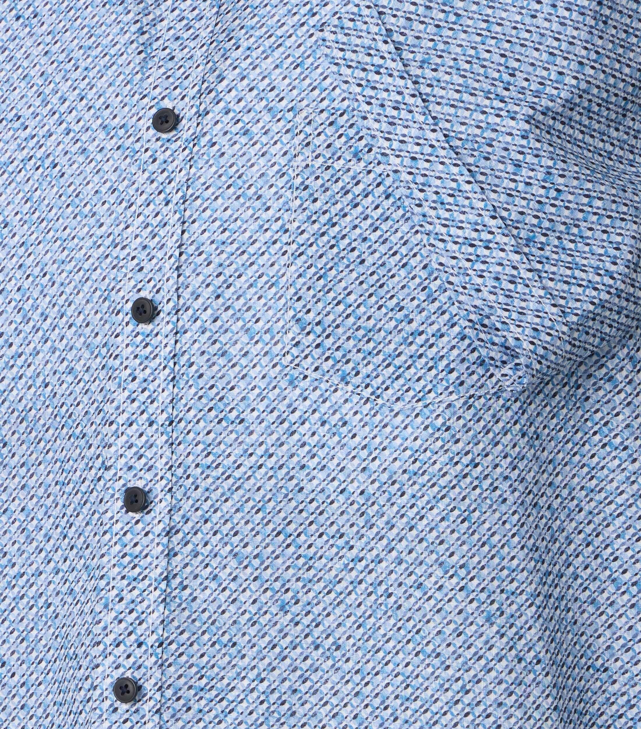 CASA MODA Sport casual fit overhemd, chambray, wit met blauw dessin