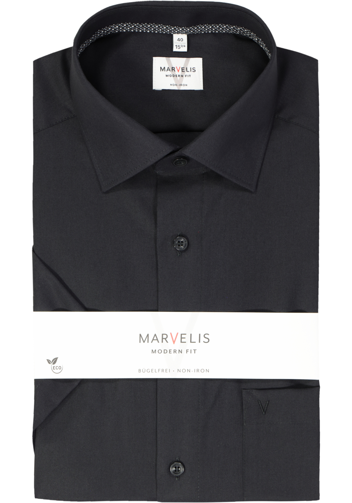 MARVELIS modern fit overhemd, korte mouw, popeline, zwart MARVELIS modern fit overhemd, korte mouw, popeline, zwart