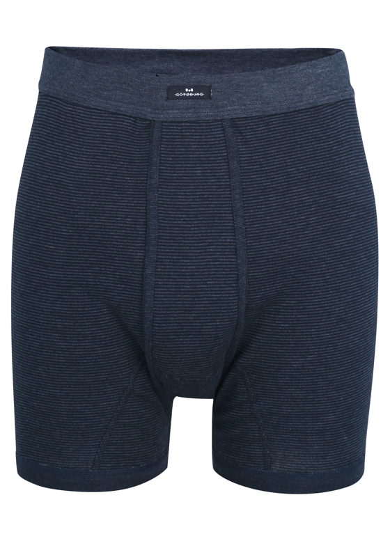 Gotzburg heren boxer lang met gulp (1-pack), middenblauw gestreept Gotzburg heren boxer lang met gulp (1-pack), middenblauw gestreept