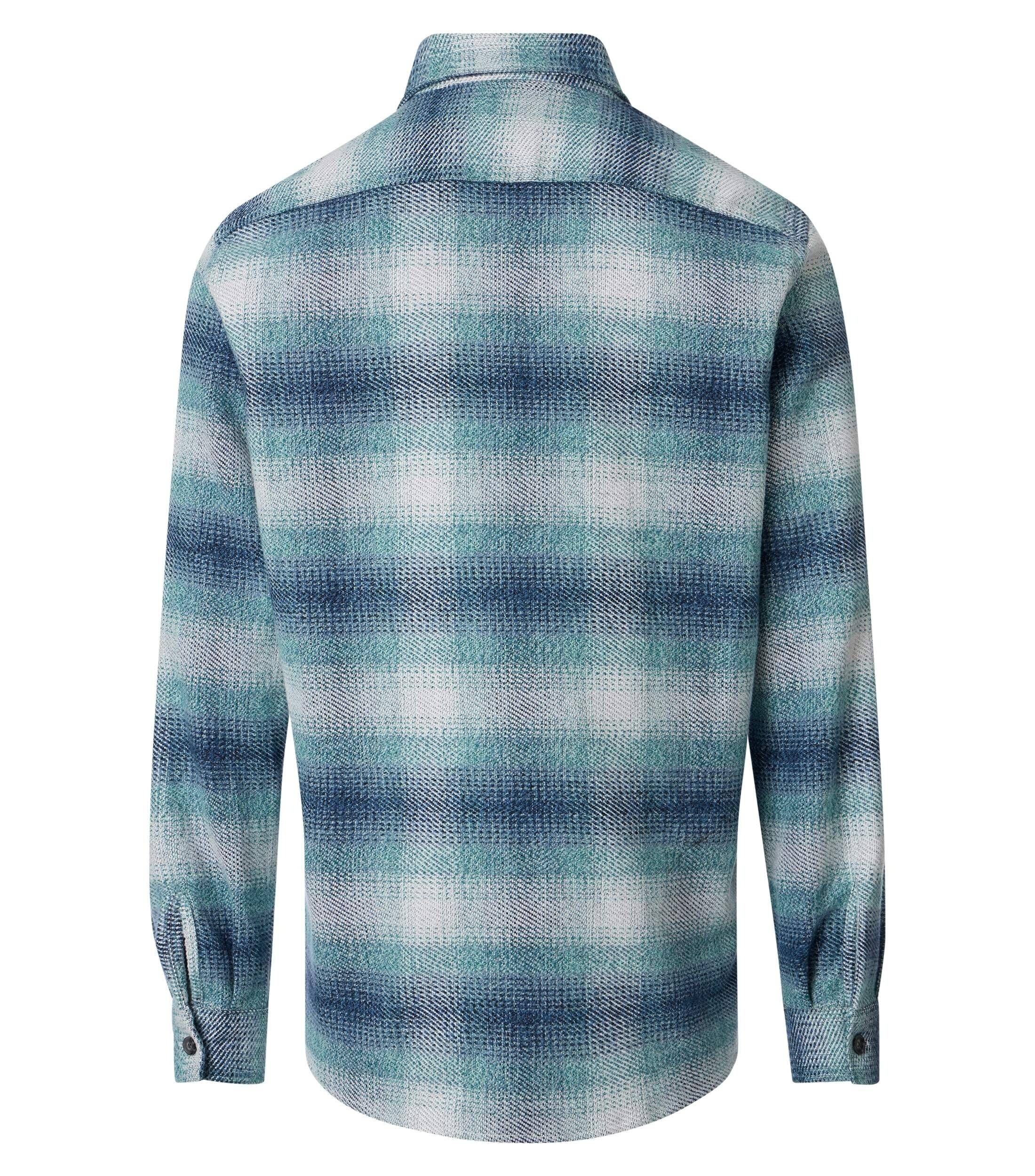 CASA MODA comfort fit overshirt, blauw met turquoise en wit geruit