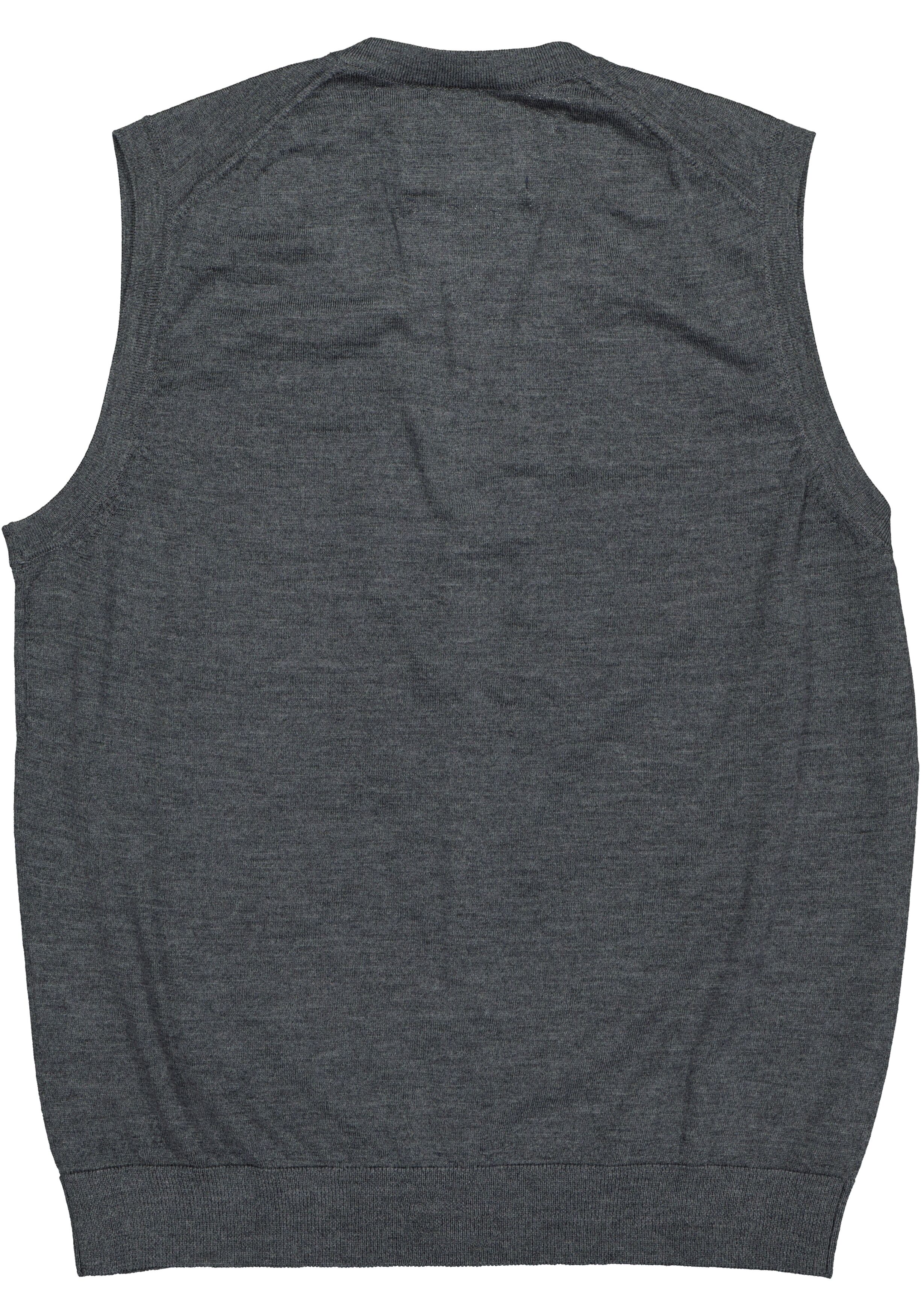 MARVELIS heren vest mouwloos, wol, V-hals, antraciet grijs melange