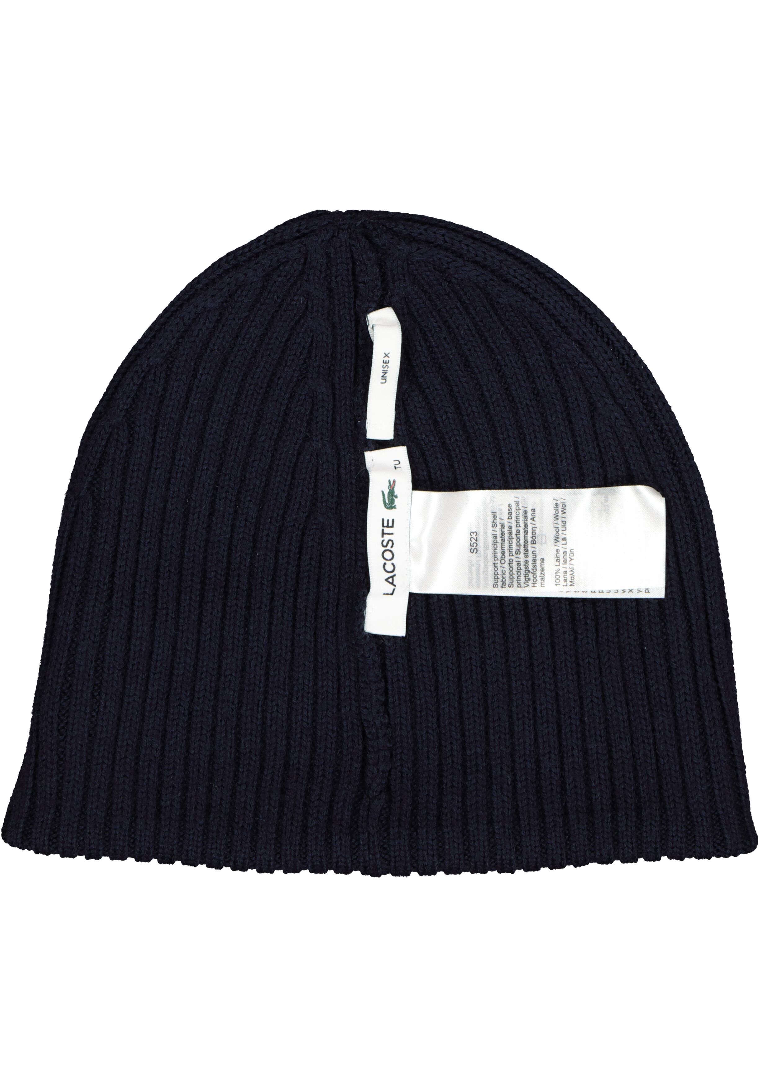Lacoste muts wol, unisex gebreide muts, navy blauw