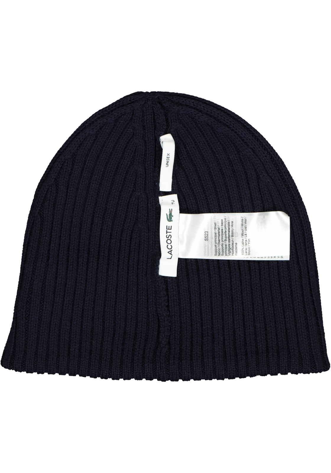 2-3666354848421_lacoste_muts_HR Lacoste muts wol, unisex gebreide muts, navy blauw