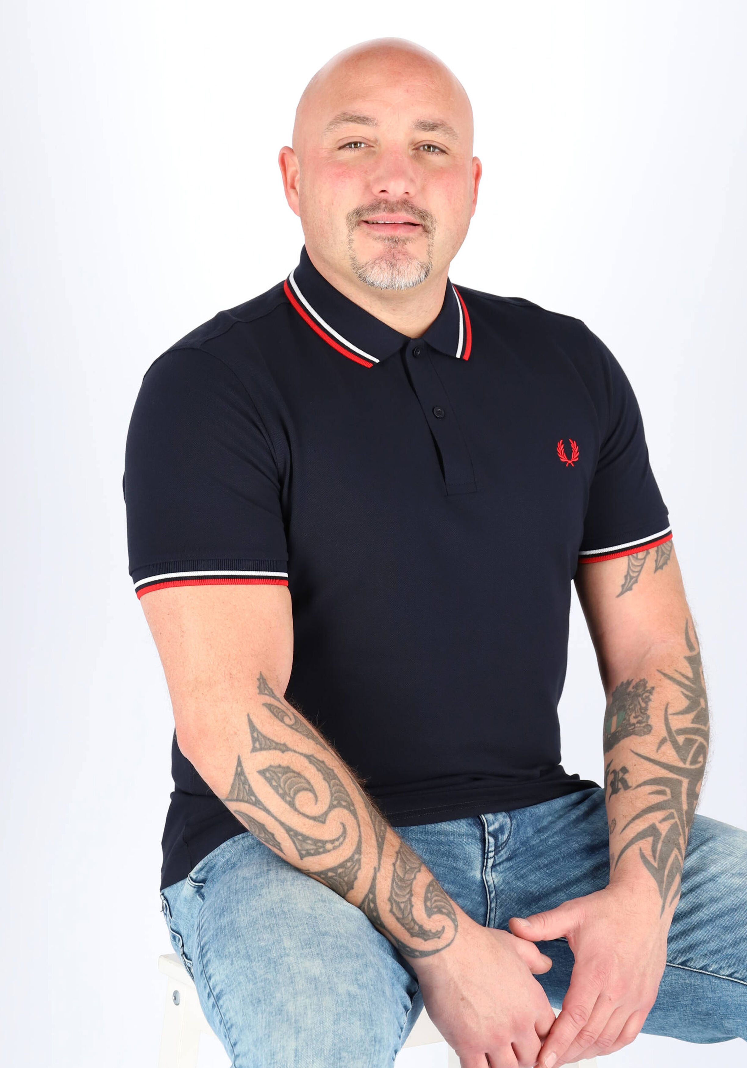 Fred Perry M3600 polo twin tipped shirt, heren polo Navy / White / Red