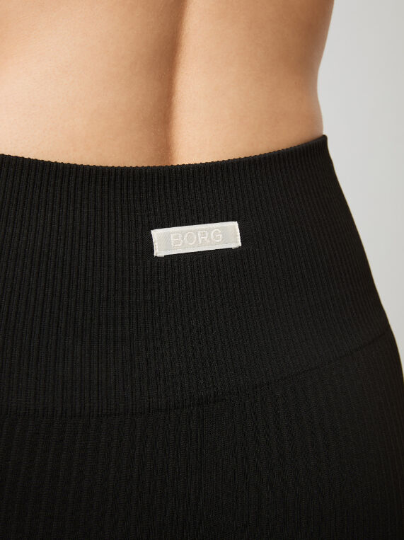 Bjorn Borg dames Studio Seamless Ribbed Tights, dames sportlegging, zwart
