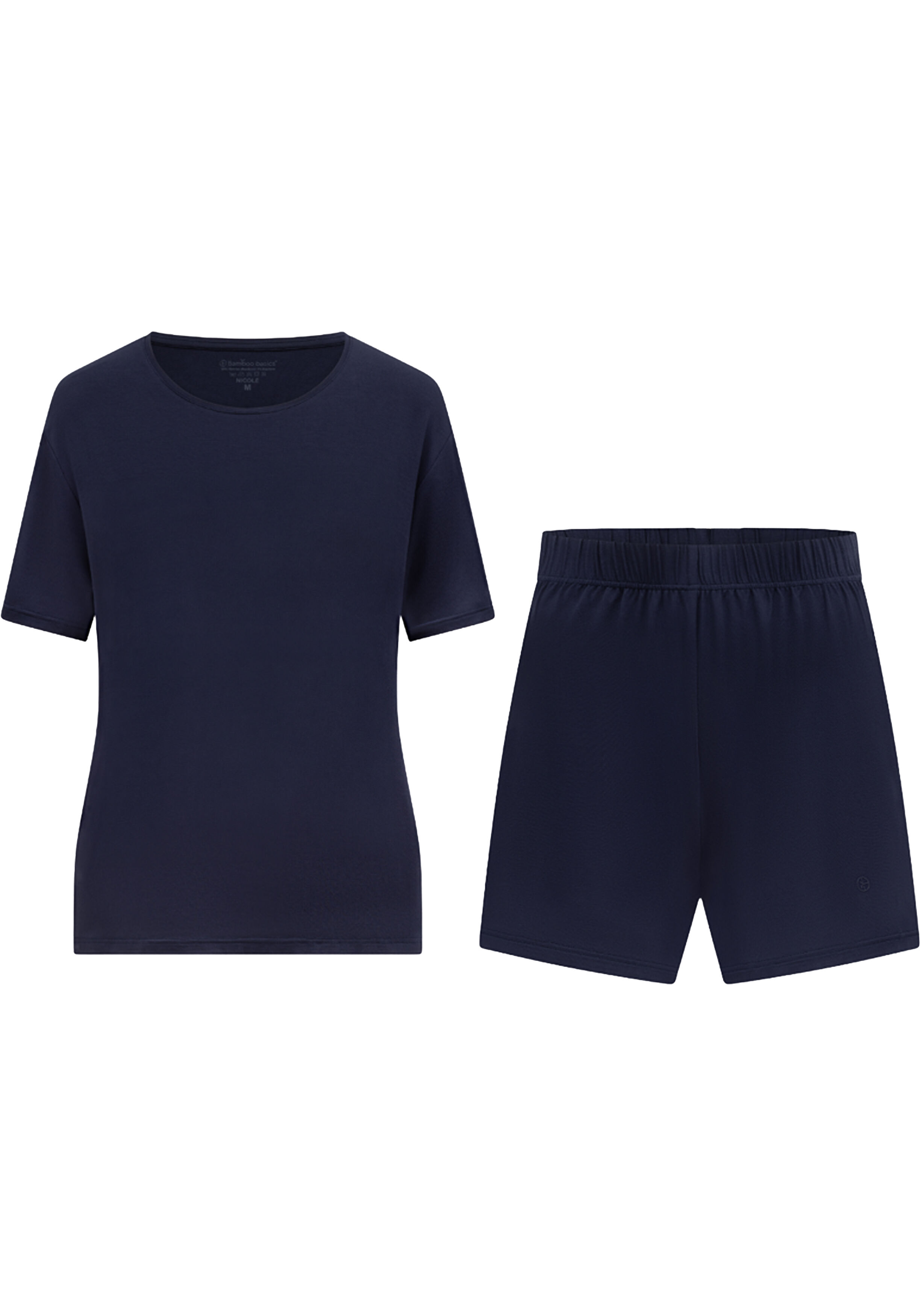 Bamboo Basics Nicole shortama set, dames shortama, donkerblauw