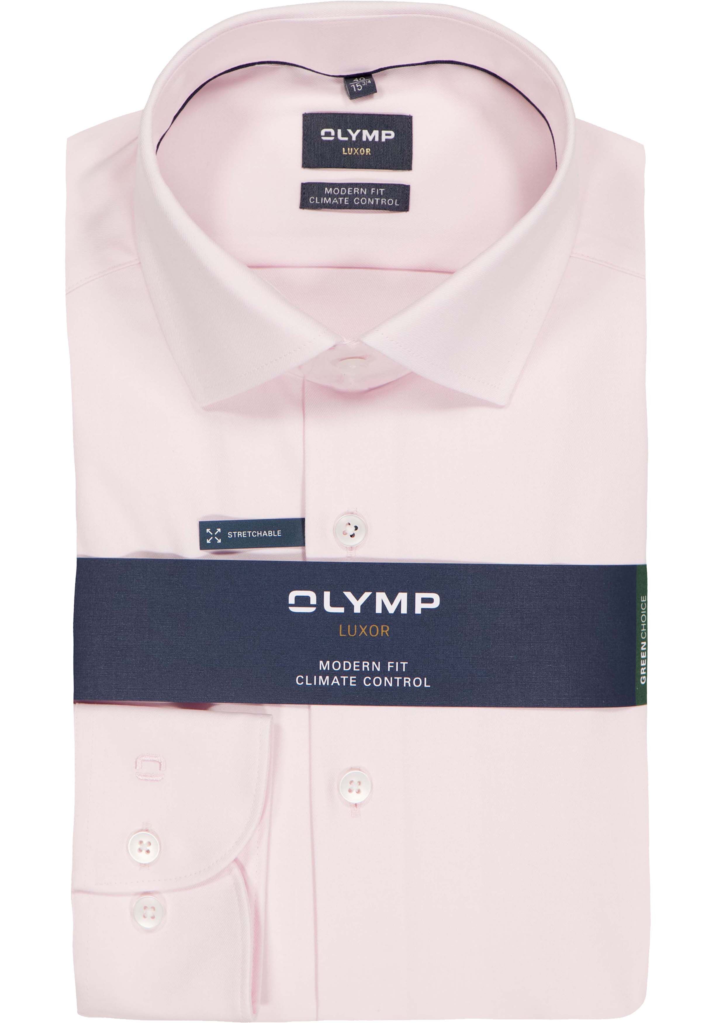 OLYMP 24/7 Luxor modern fit overhemd, twill, roze