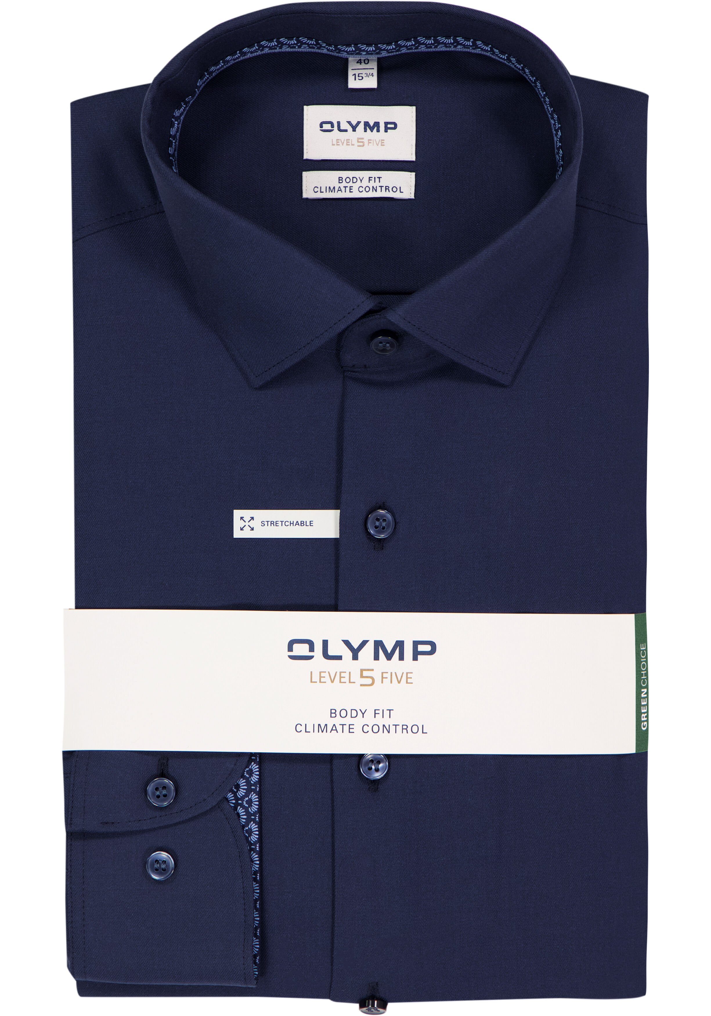 OLYMP 24/7 Level 5 body fit overhemd, twill, marine blauw