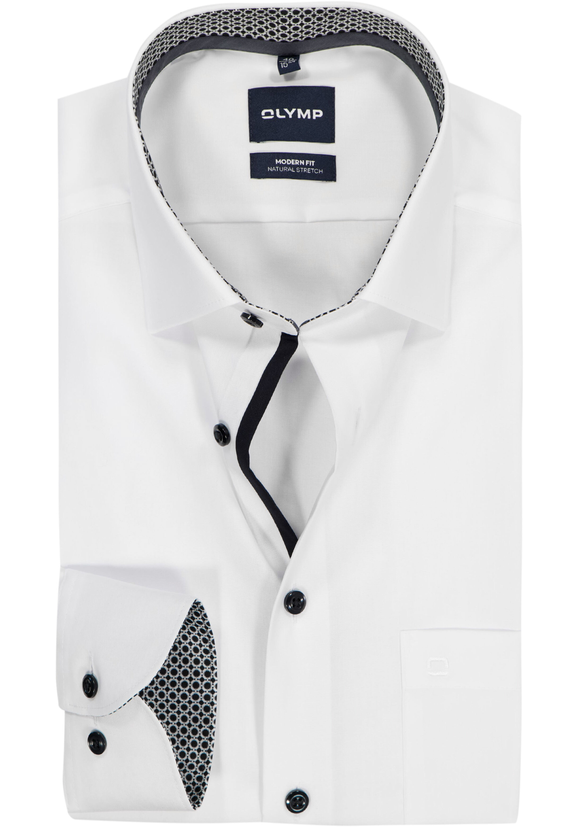 OLYMP Luxor modern fit overhemd, popeline, wit