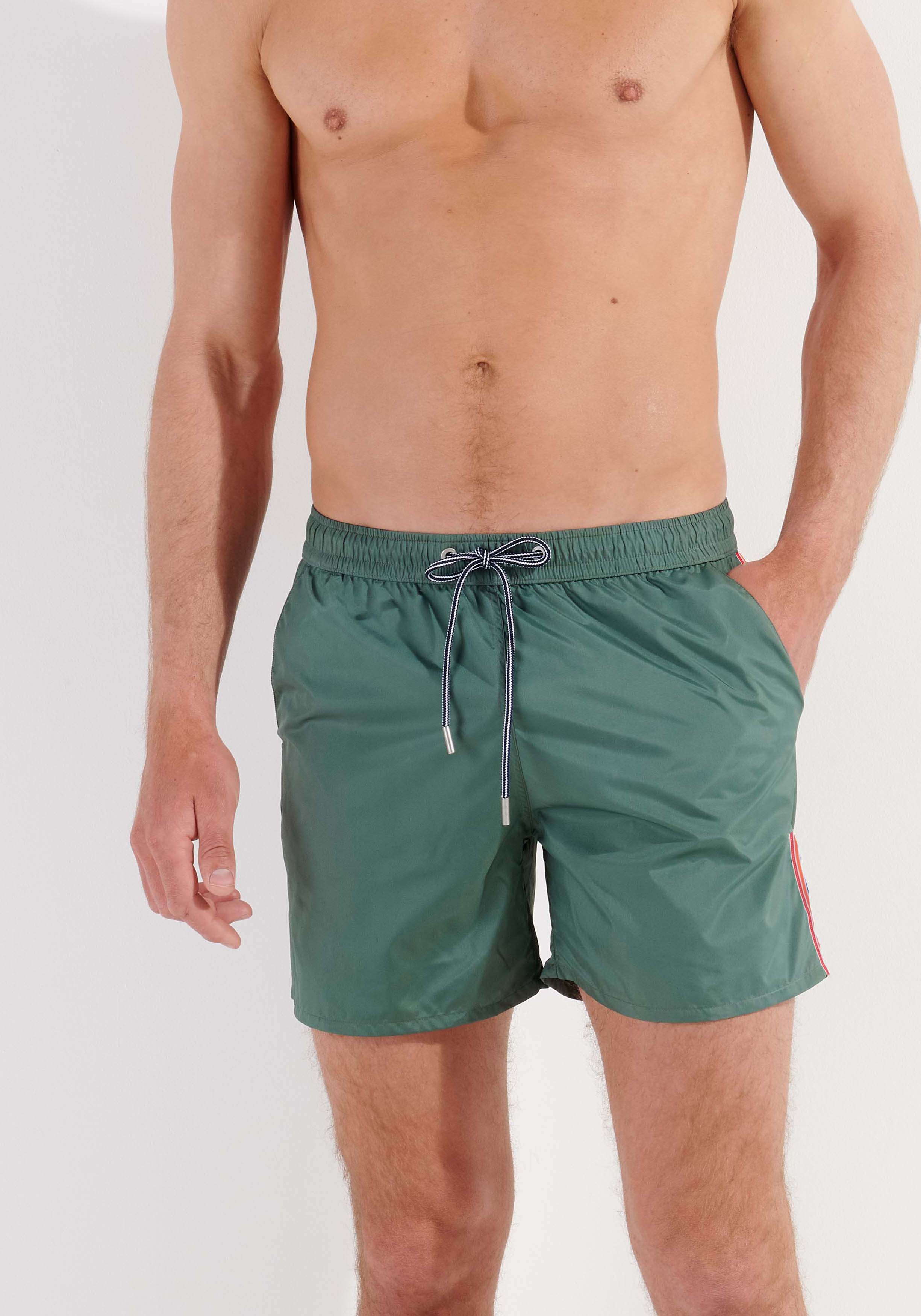 HOM Nautical cup beach boxer, heren zwemshort, kaki groen