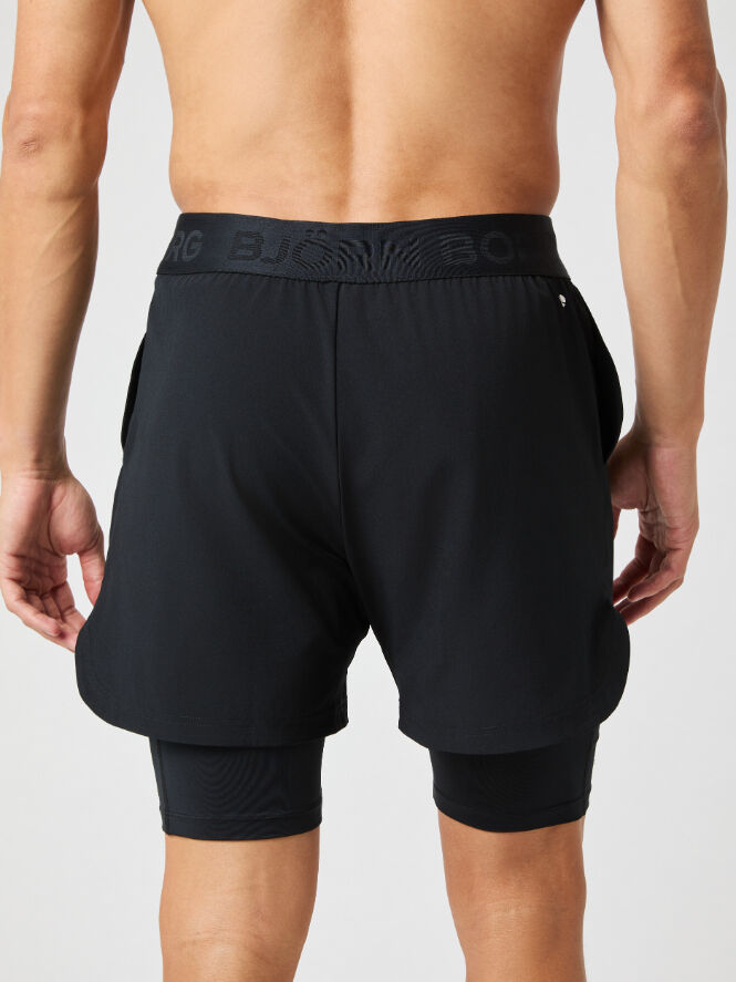 Bjorn Borg 2 In 1 Shorts, heren sportbroek kort, zwart