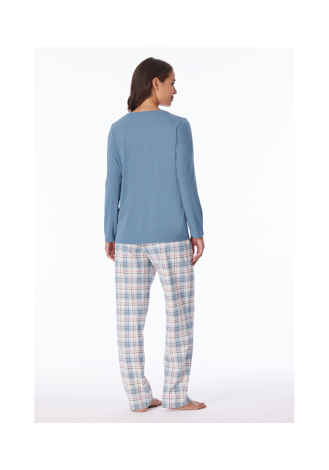 image_4_181250-808_1_1280x1280 SCHIESSER Comfort Essentials pyjamaset, dames pyjama lang blauw-grijs