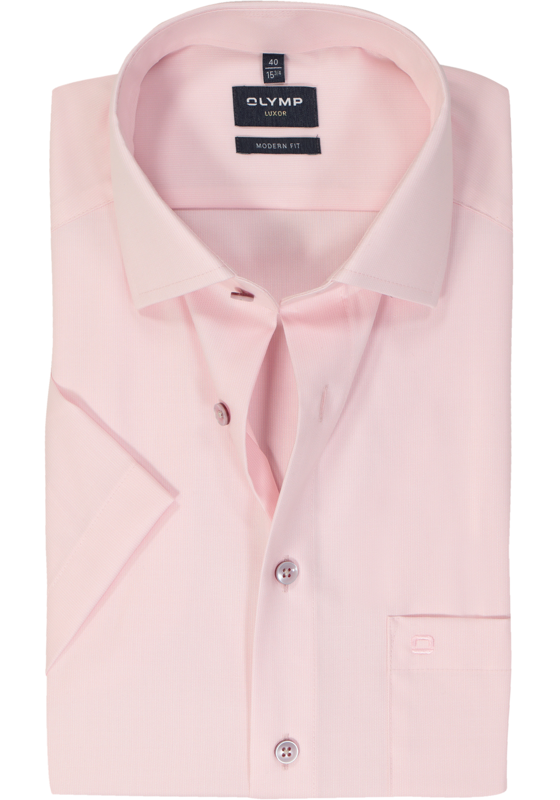 OLYMP modern fit overhemd, korte mouw, structuur, roze OLYMP modern fit overhemd, korte mouw, structuur, roze