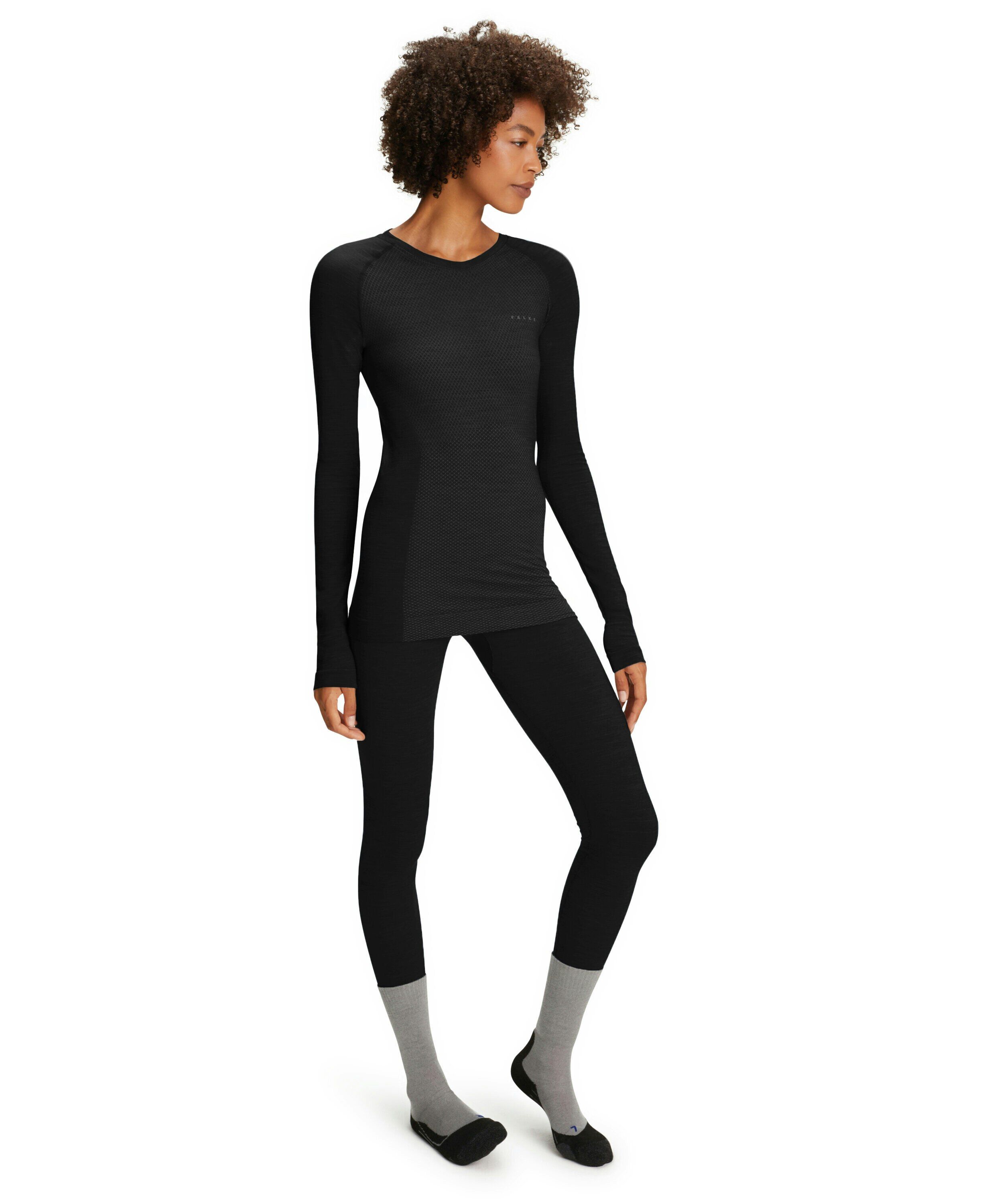 FALKE dames shirt met lange mouw Wool-Tech Light, thermoshirt, zwart (black)