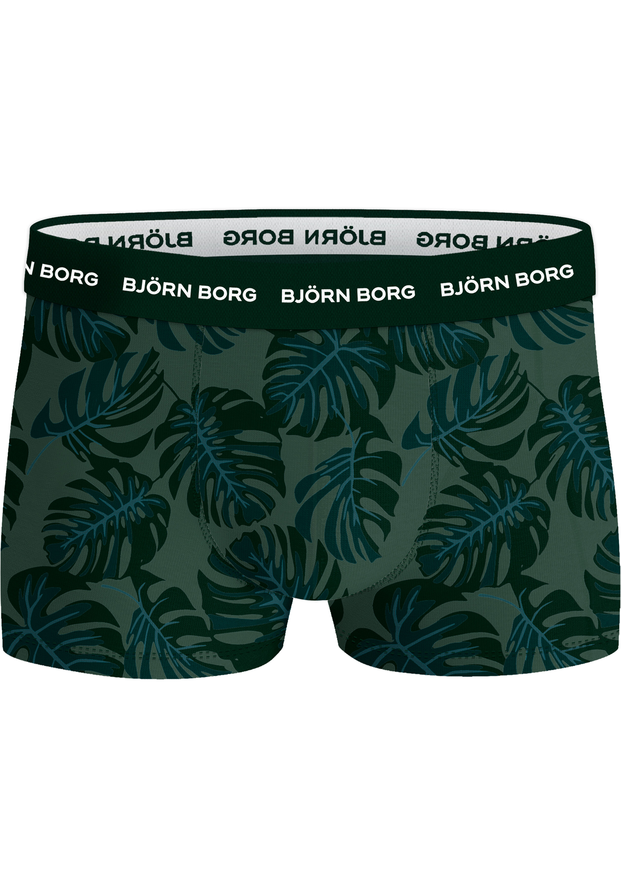 Bjorn Borg Cotton Stretch trunks, heren boxers korte pijp (3-pack), zwart, zwart , groen print