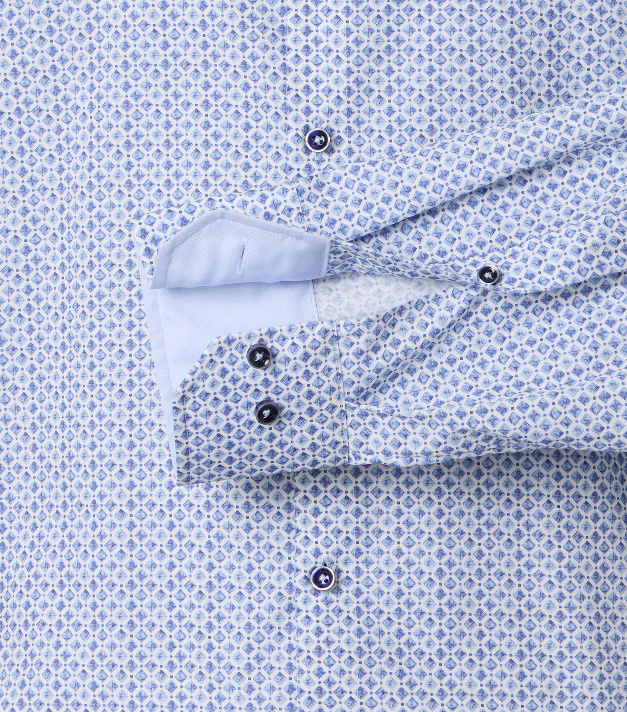 VENTI modern fit overhemd, popeline, wit, blauw dessin