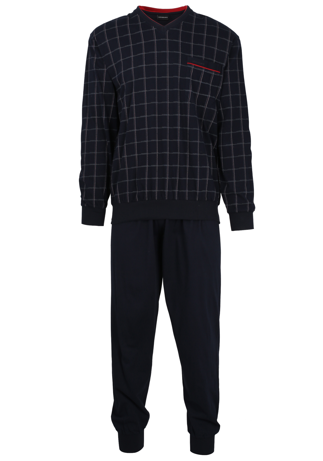 6-4046005674019-gotzburg-pyjama_HR Gotzburg heren pyjama, blauw met rood en wit geruit