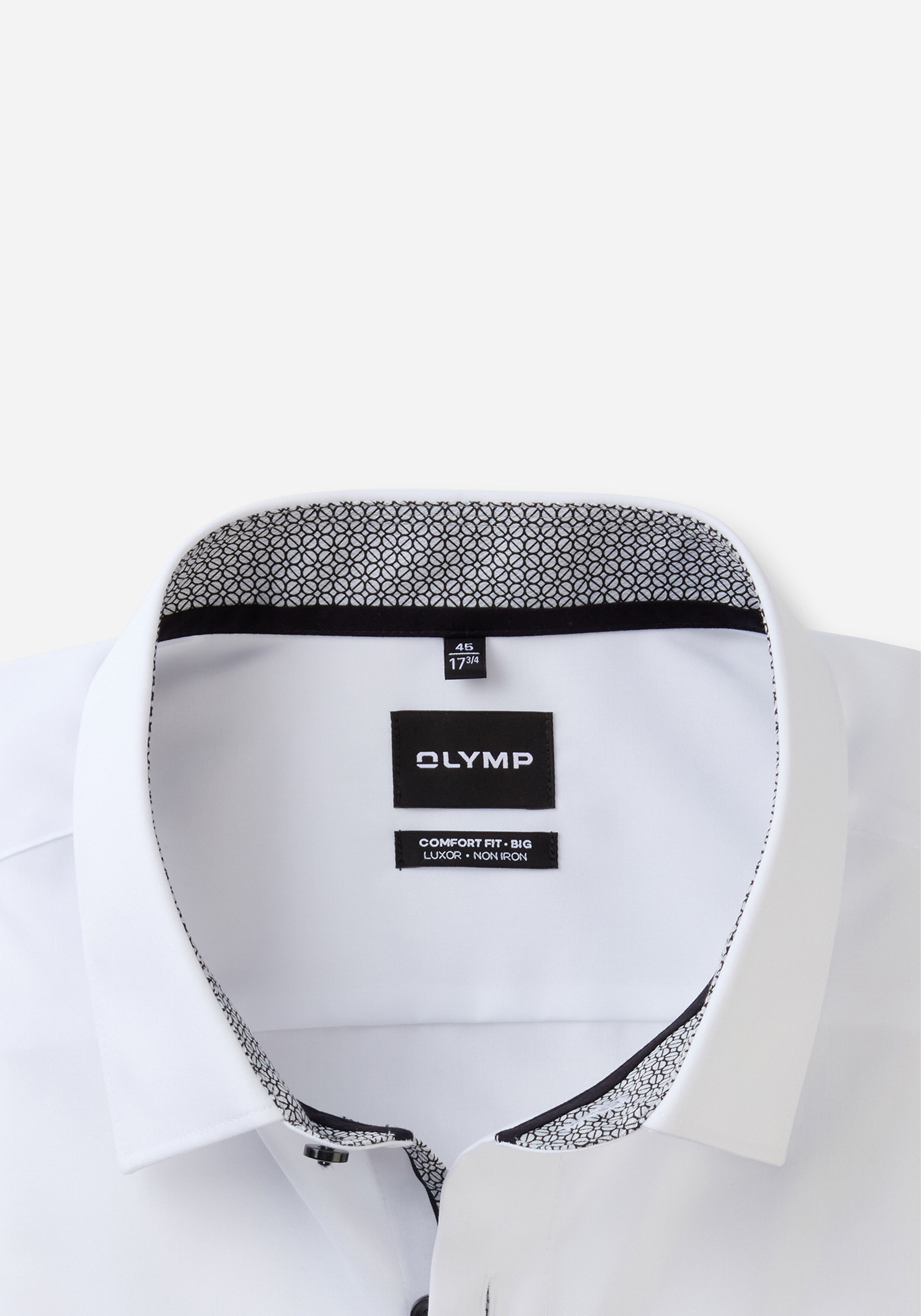 OLYMP Luxor comfort fit Big overhemd, popeline, wit (grijs contrast)