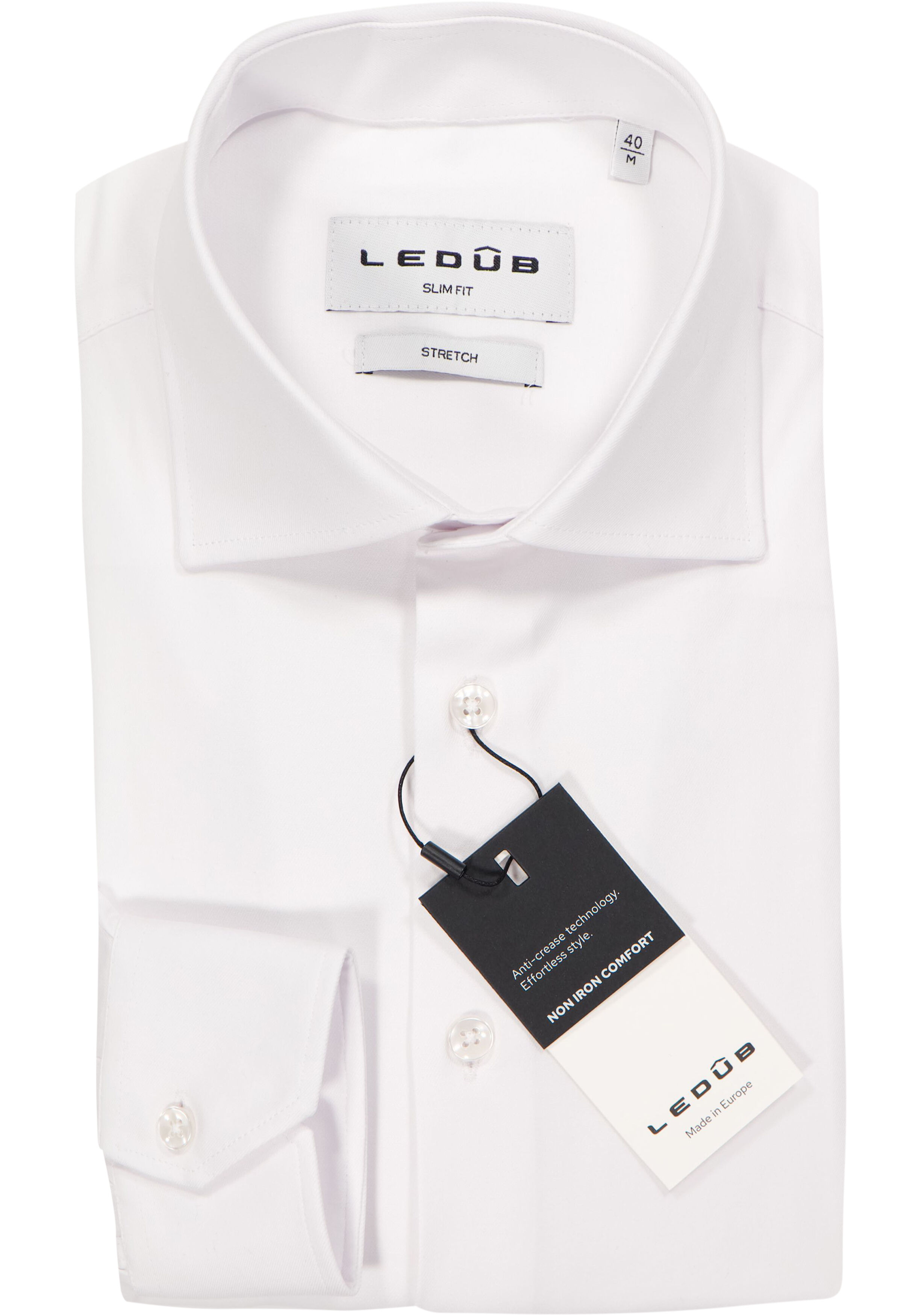 Ledub slim fit overhemd, popeline, wit