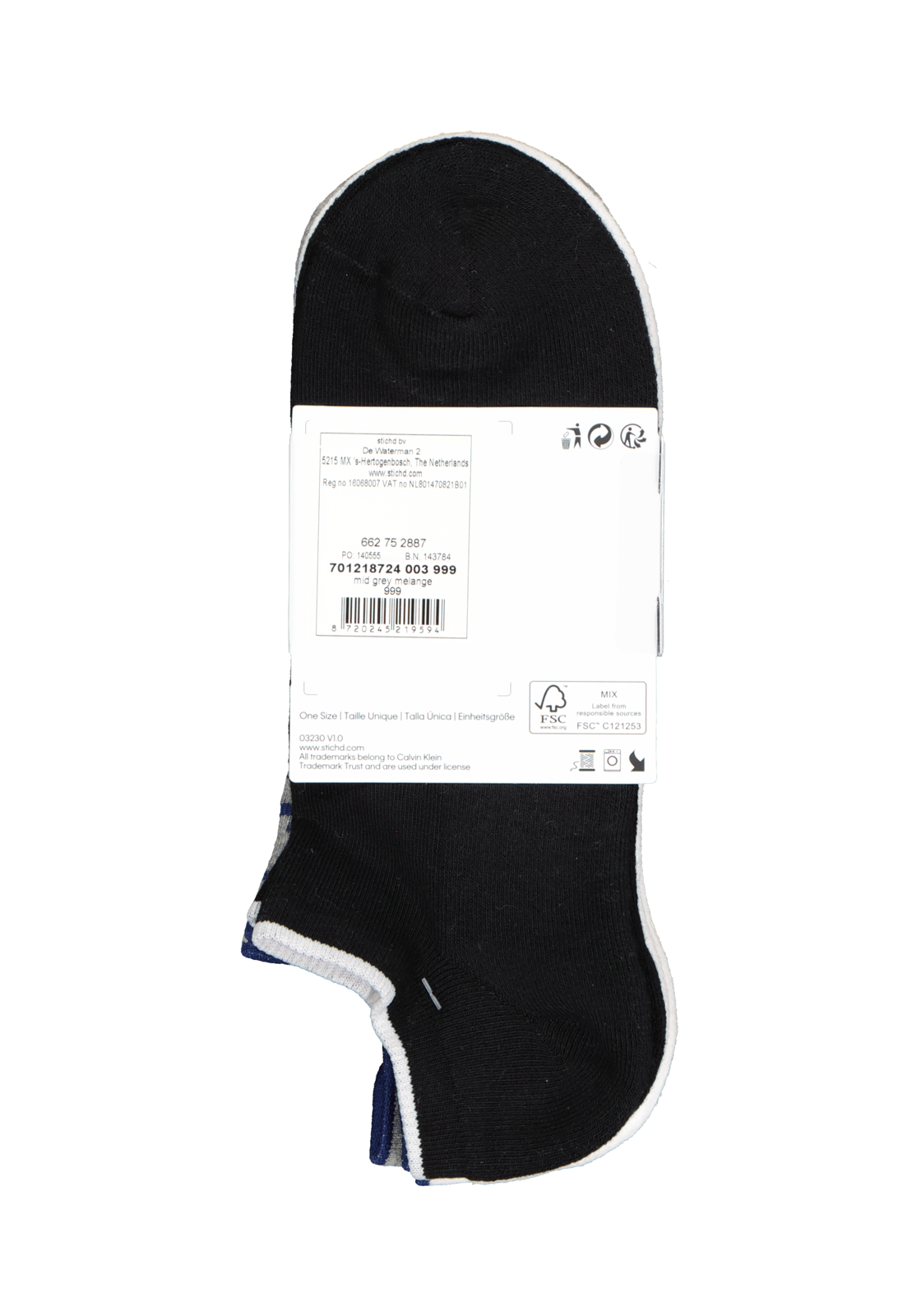 10-8720245219594_ck_sokken_3p_HR Calvin Klein herensokken Grant (3-pack), onzichtbare lage sportsokken, zwart, wit en grijs