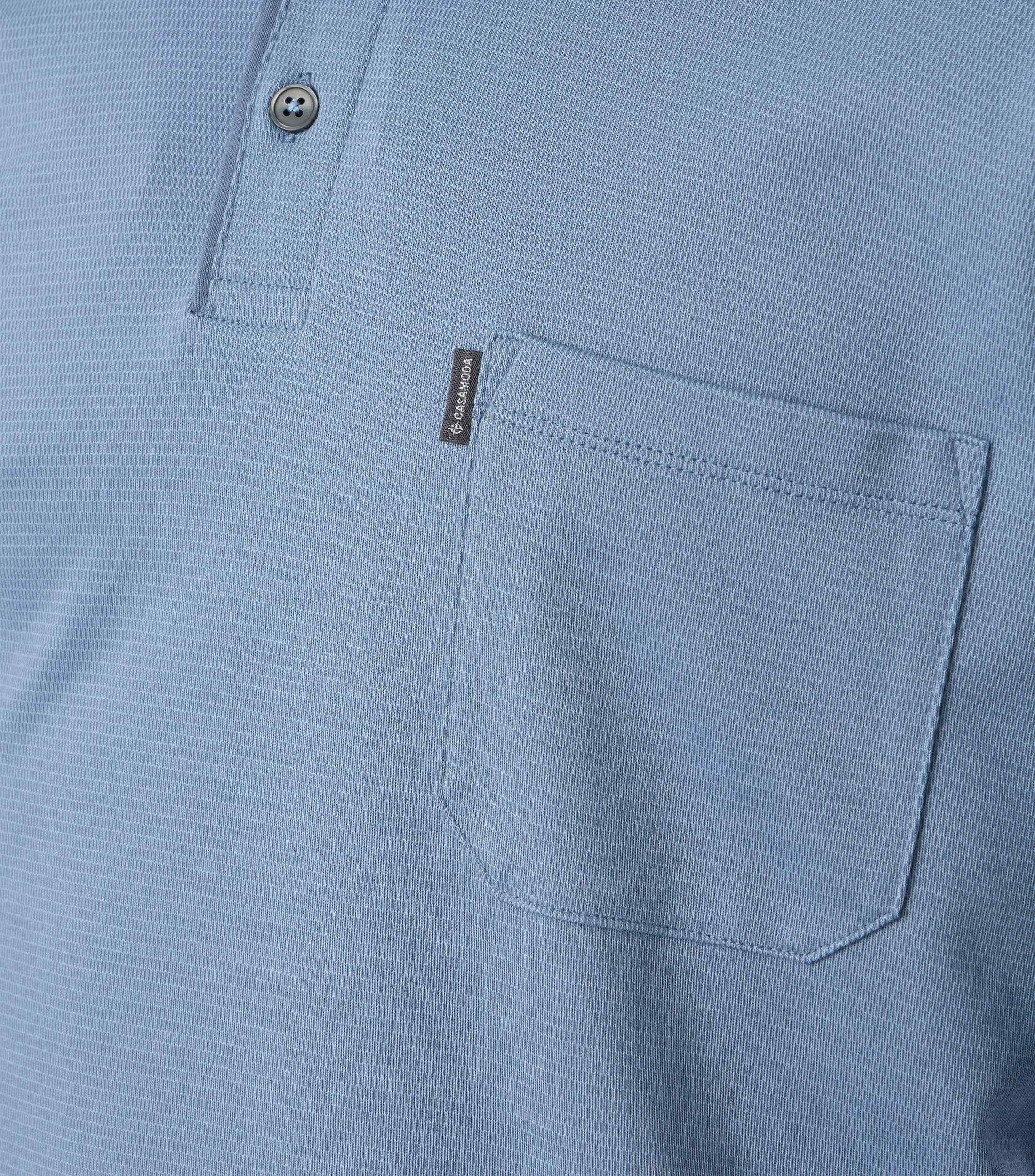 CASA MODA comfort fit heren polo lange mouw, blauw dessin