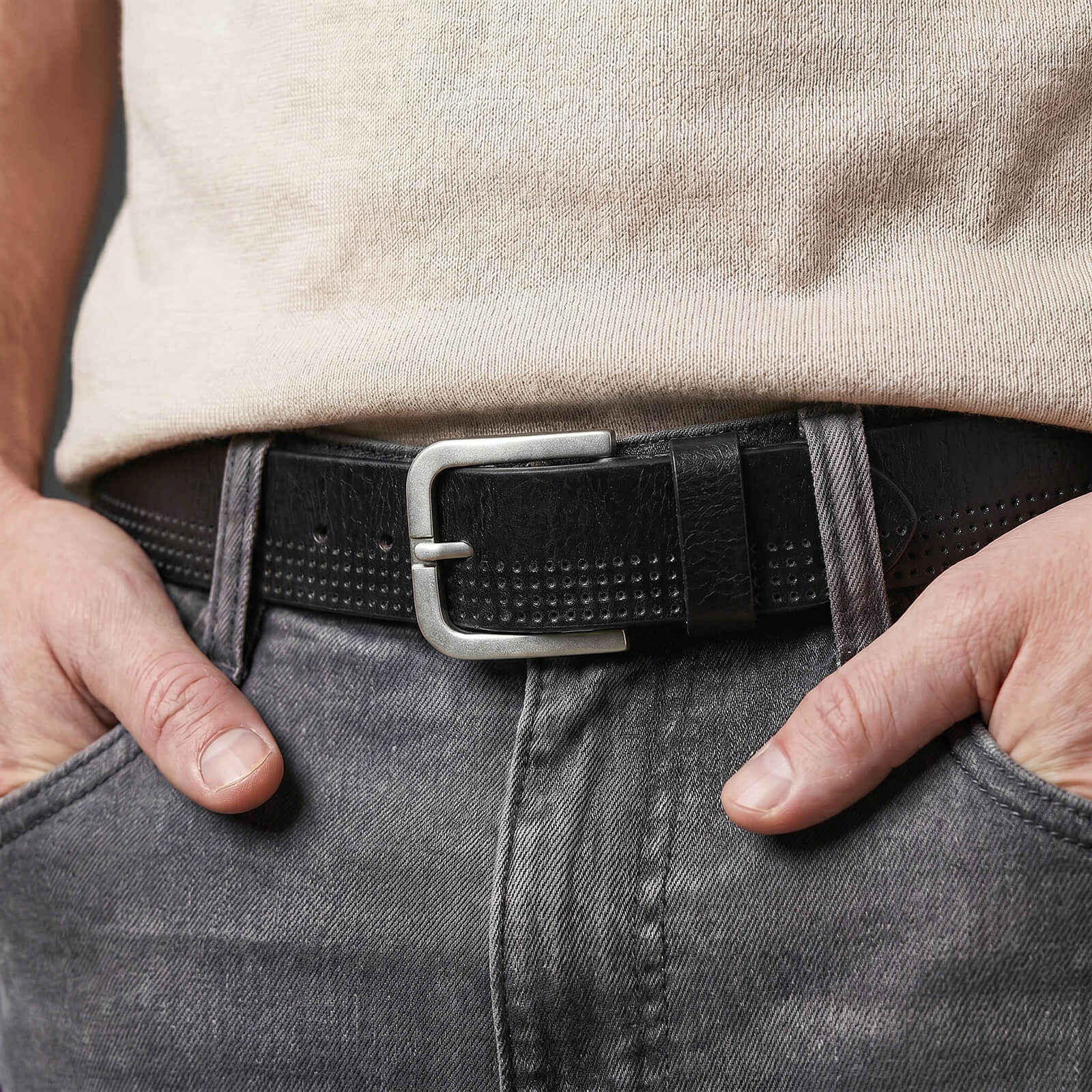 LINDENMANN leren heren riem, zwart