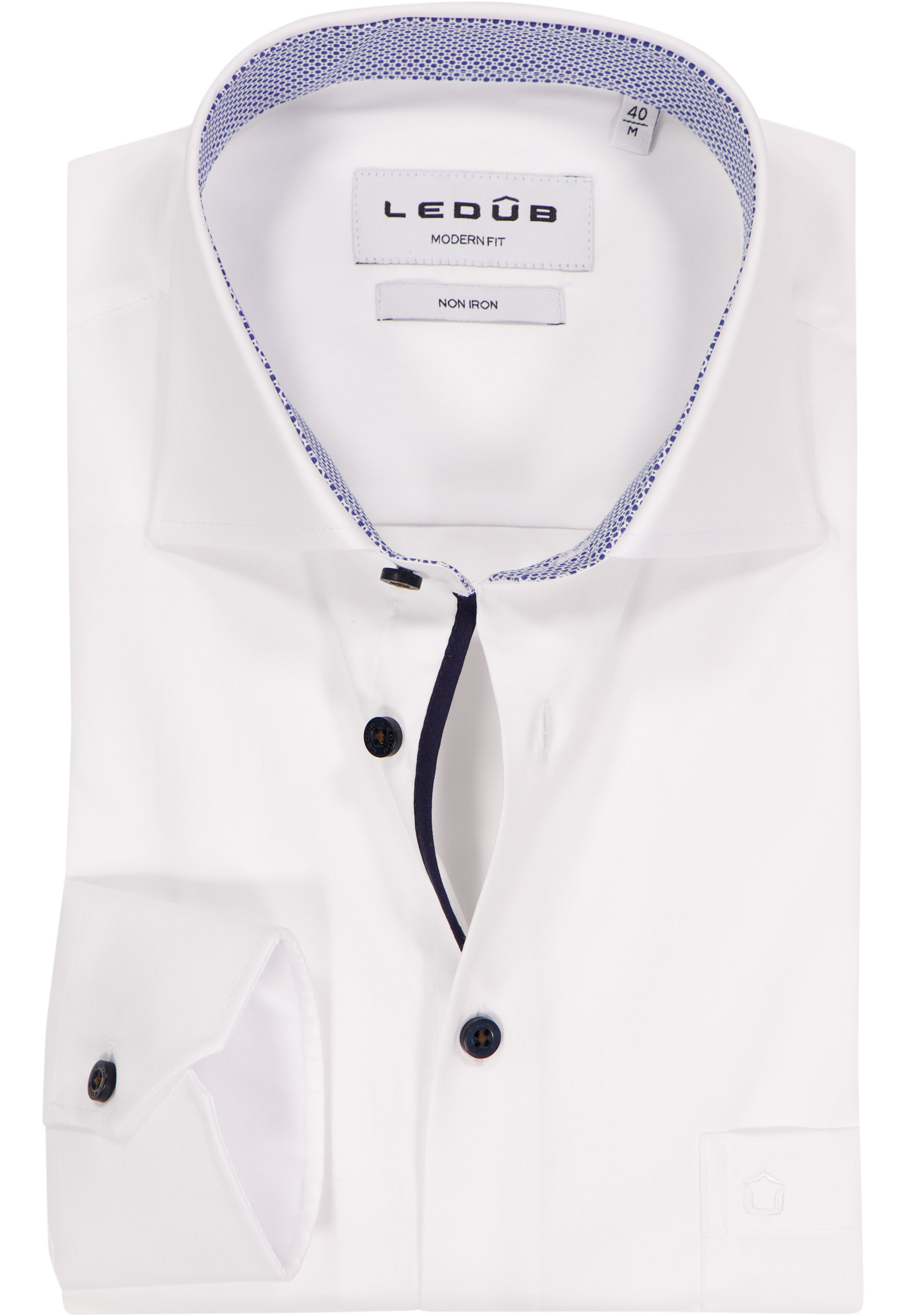 Ledub modern fit overhemd, popeline, wit