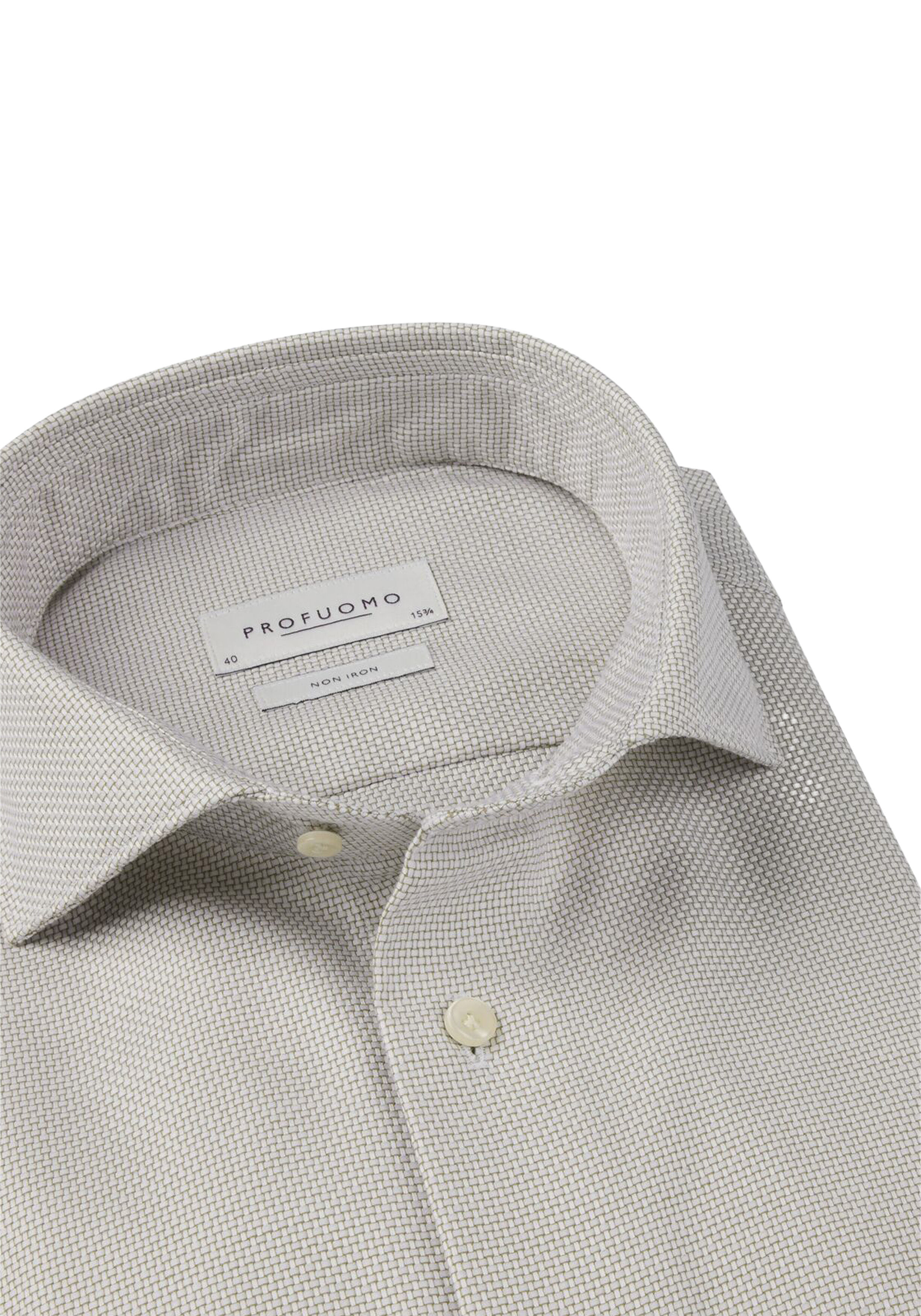 Profuomo slim fit heren overhemd, dobby, beige