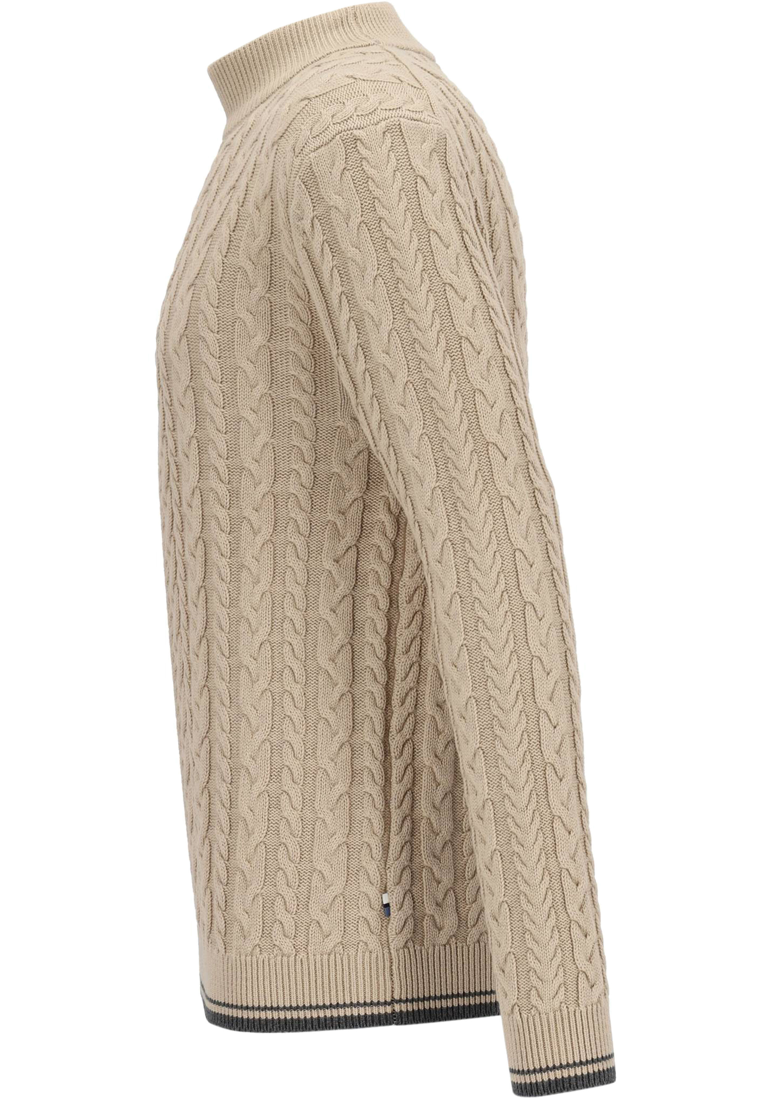 OLYMP modern fit trui wolmengsel, kabeltrui, turtleneck, beige