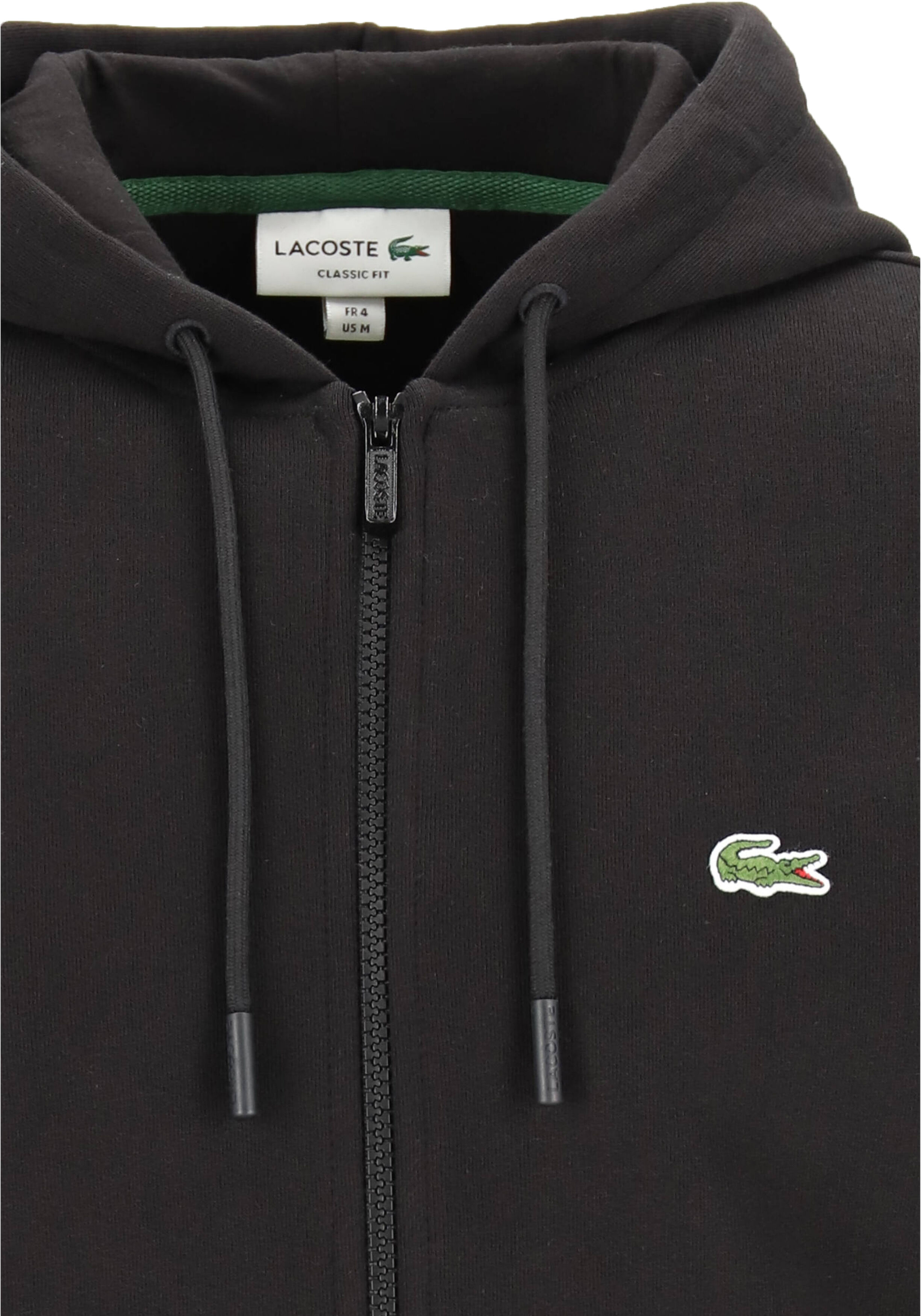 Lacoste heren hoodie sweatsvest, met rits, zwart
