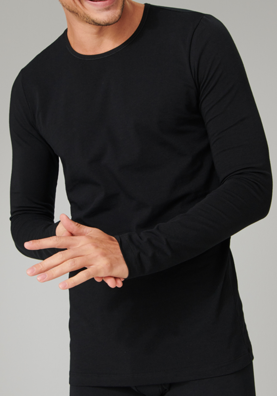 3-4007065794406_-schiesser-t-shirt_HR SCHIESSER 95/5 Originals T-shirt (1-pack), O-hals lange mouw, zwart