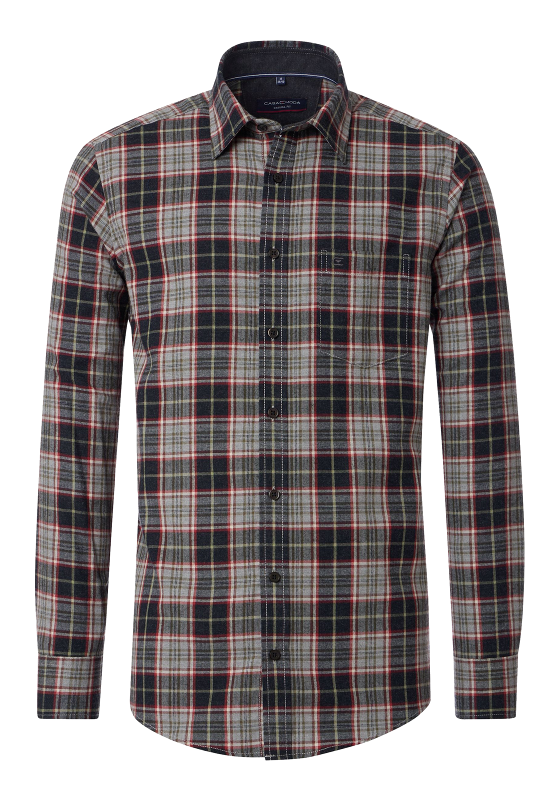 CASA MODA Sport casual fit overhemd, flanel, grijs, blauw en rood geruit CASA MODA Sport casual fit overhemd, flanel, grijs, blauw en rood geruit