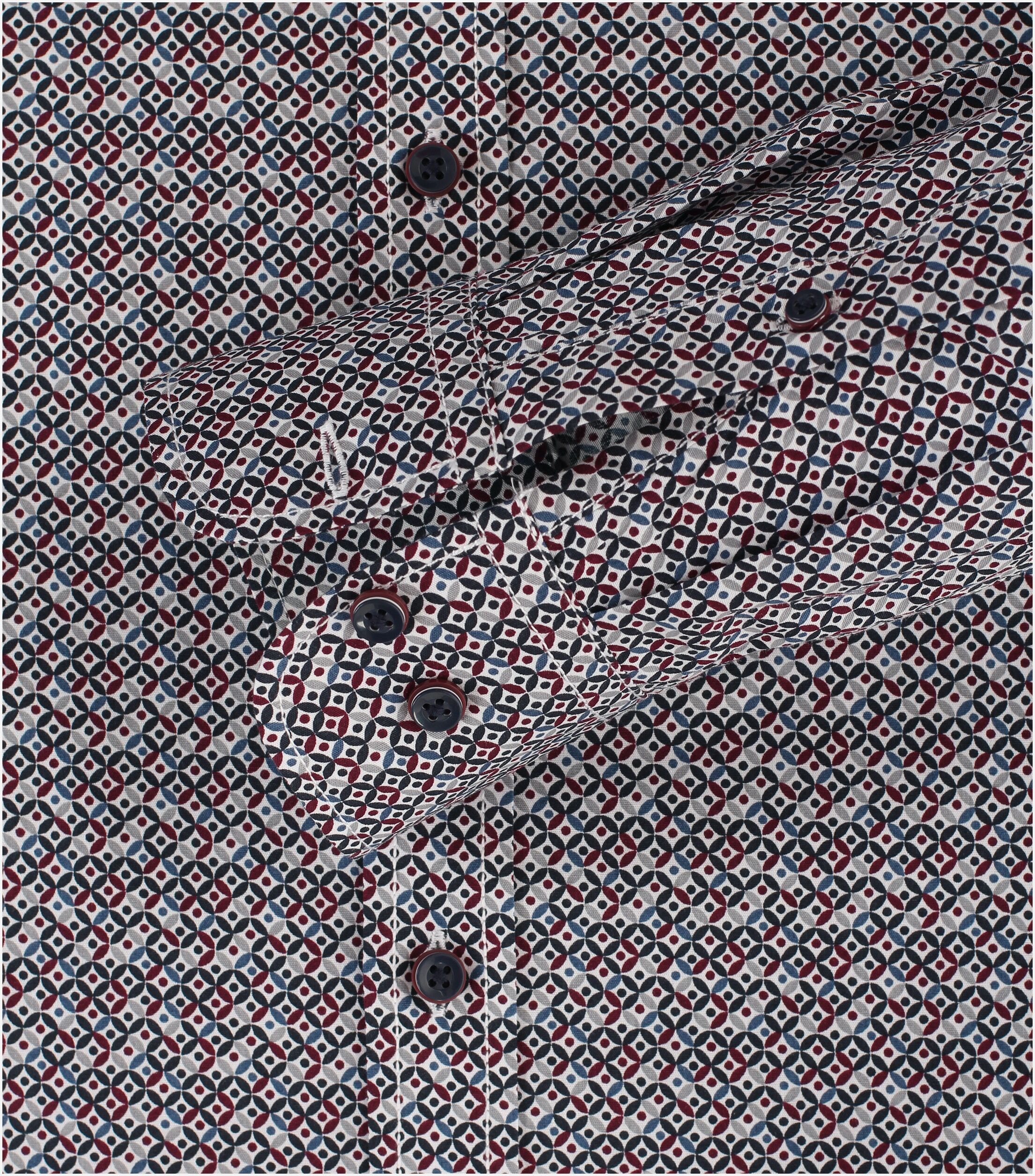 CASA MODA Sport comfort fit overhemd, popeline, rood dessin