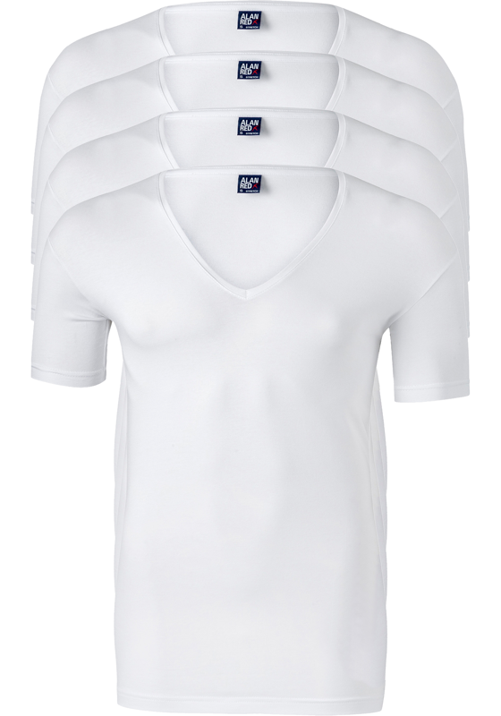 ALAN RED T-shirts no neck (4-pack), diepe V-hals, wit  ALAN RED T-shirts no neck (4-pack), diepe V-hals, wit