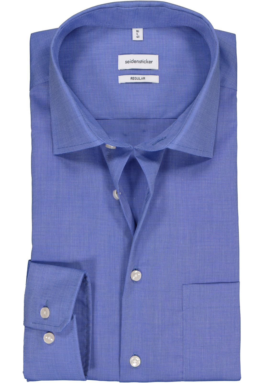 Seidensticker regular fit overhemd, blauw fil a fil Seidensticker regular fit overhemd, blauw fil a fil