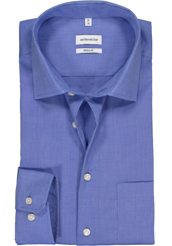 Seidensticker regular fit overhemd, blauw fil a fil Seidensticker regular fit overhemd, blauw fil a fil