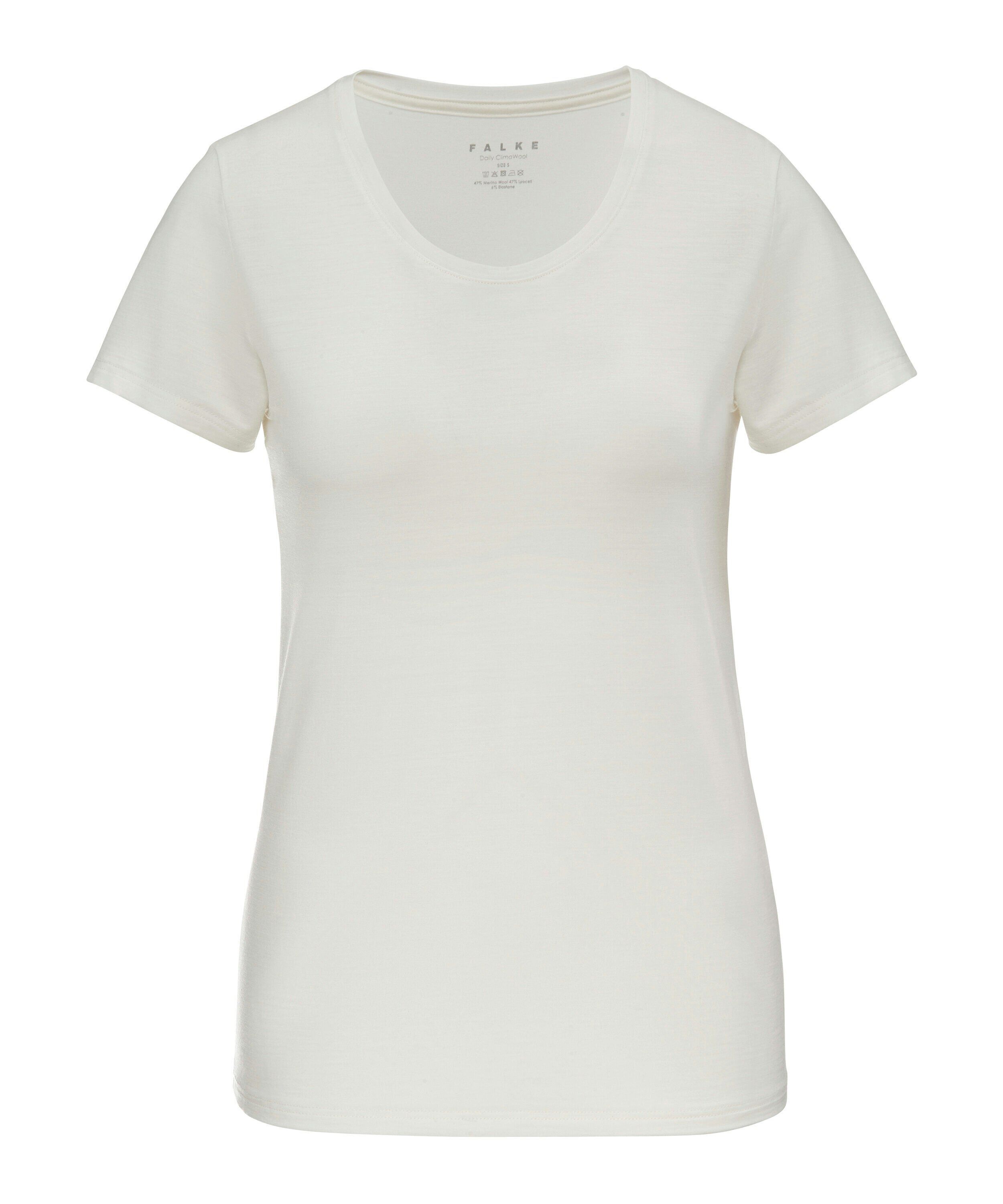 FALKE dames T-shirt Daily Climawool, korte mouw, beige (off-white)