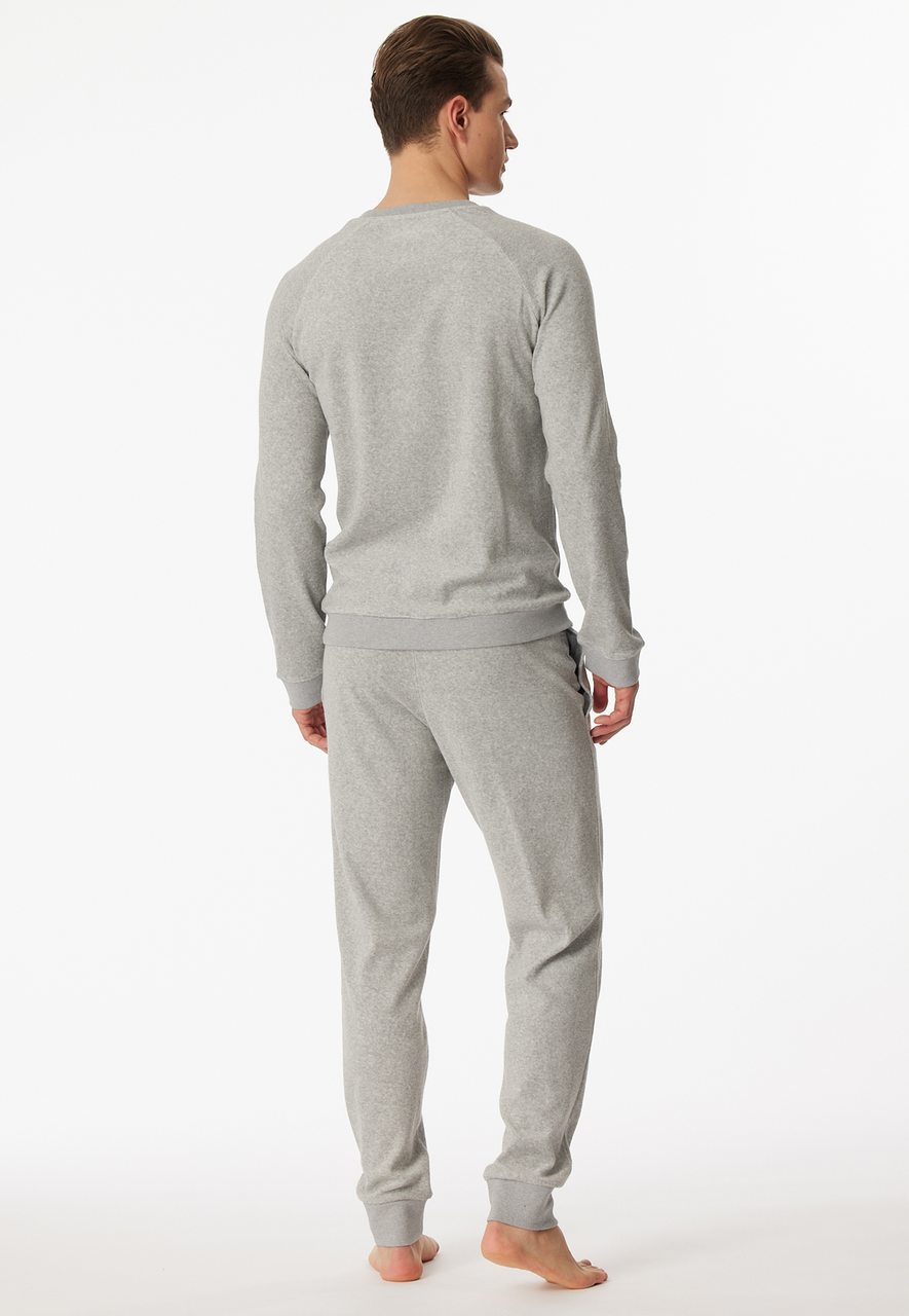 SCHIESSER Warming Nightwear pyjamaset, heren pyjama lang badstof manchetten grijs-melange