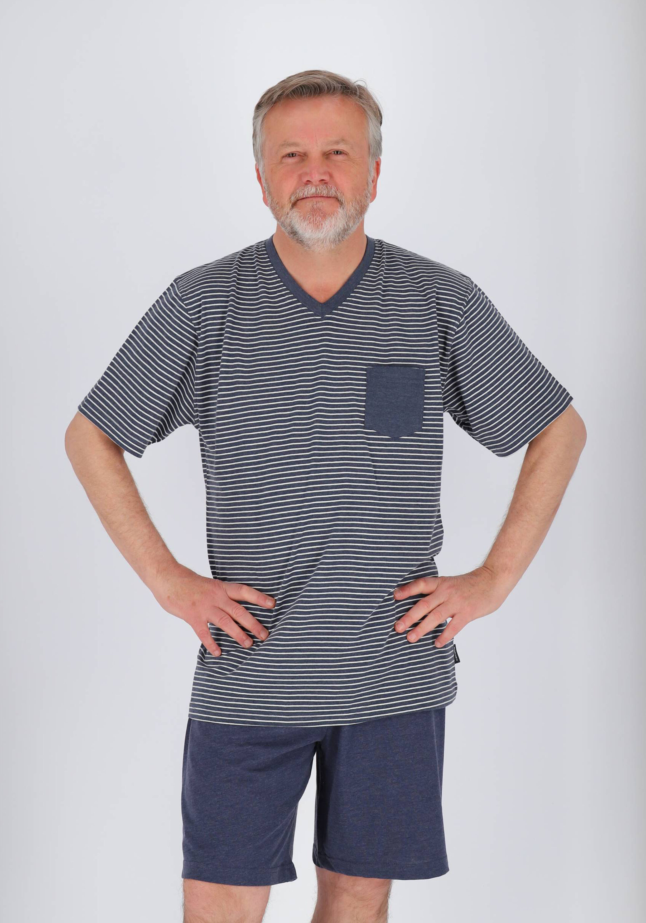 Ceceba heren shortama, blauw met wit gestreept