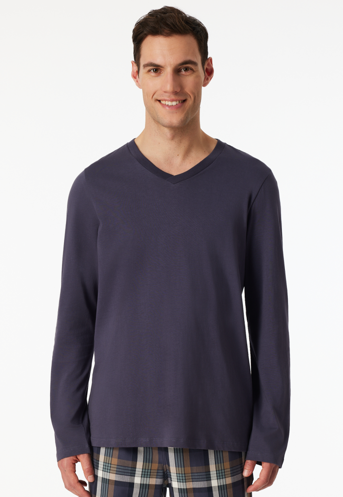 SCHIESSER Mix + Relax Shirt 1/1 arm, heren T-shirt lange mouw, grafiet